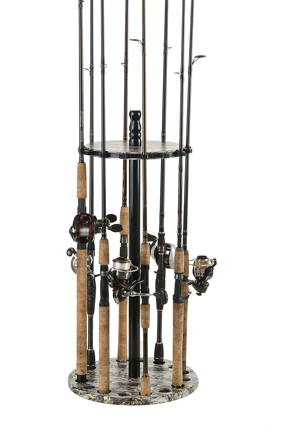 Old Cedar Outfitters Round Floor Rack for Fishing Rods and Reels, Holds up to 15 Rod and Reel Combos
