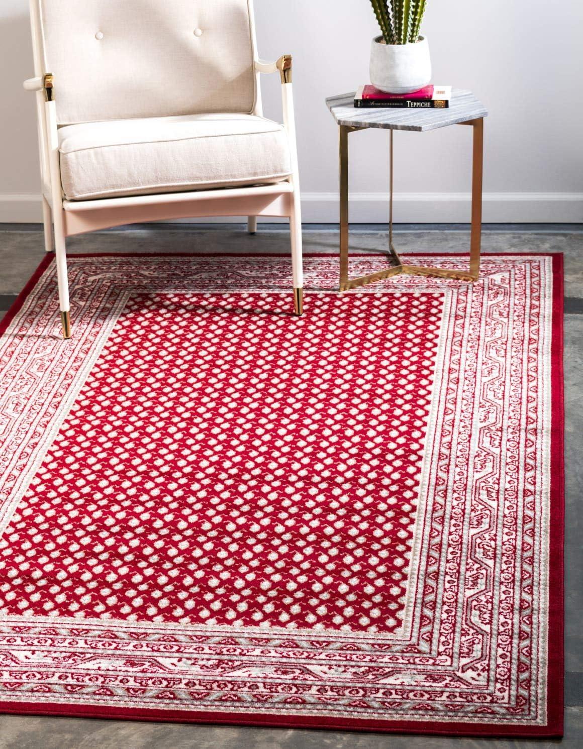 Vibrant Red Synthetic Easy-Care Rectangular Rug, 5' x 8'