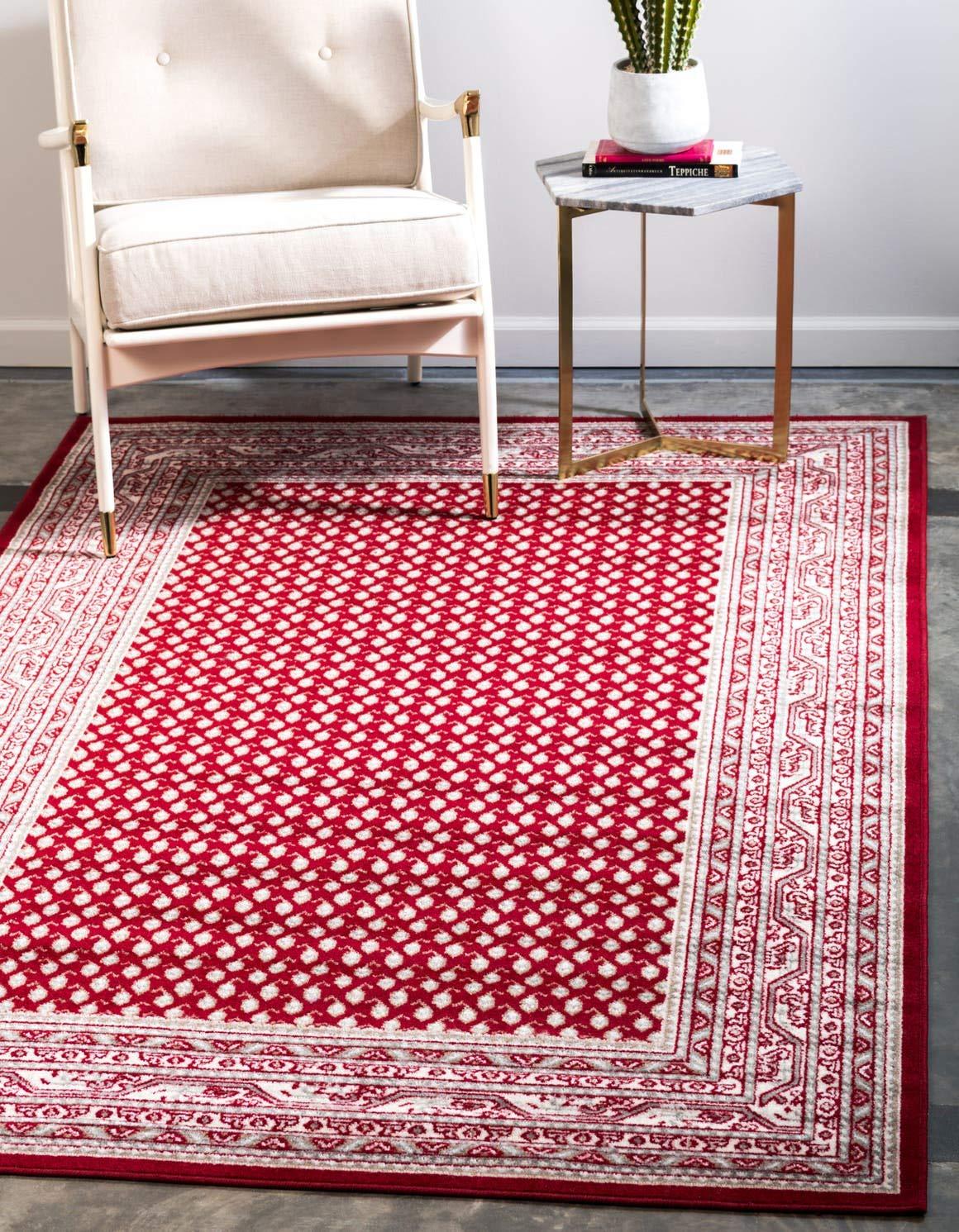 Unique Loom Williamsburg Collection Area Rug - Allover (10'  x 13' 1" Rectangle Red/Ivory)