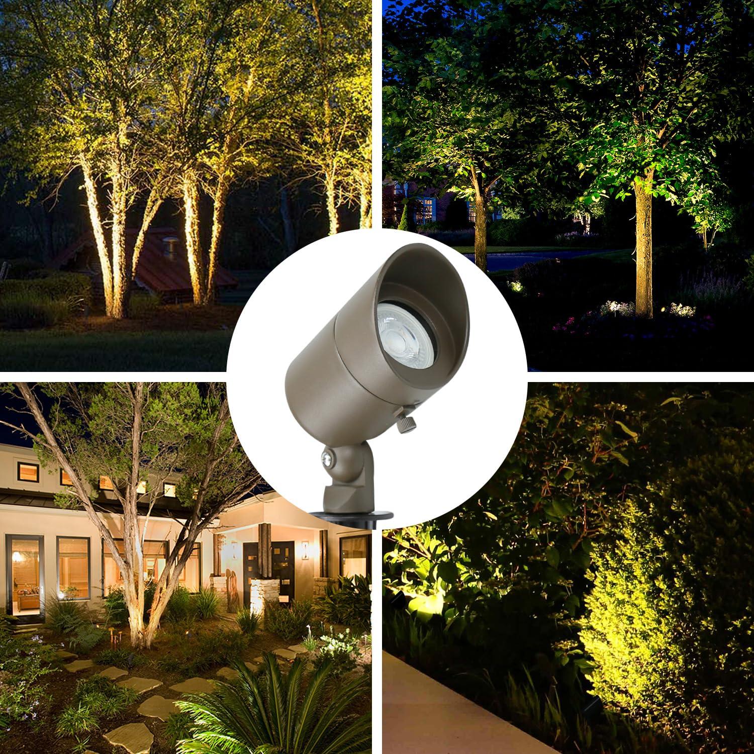 4W Landscape Spotlights (2-Pack) | Low Voltage Outdoor Spot Lights - 12V 3000K Outdoor LED Spotlight | Landscape Spotlight for House Lighting Tree Lighting | MR16 4W LED Bulb (Bronze)