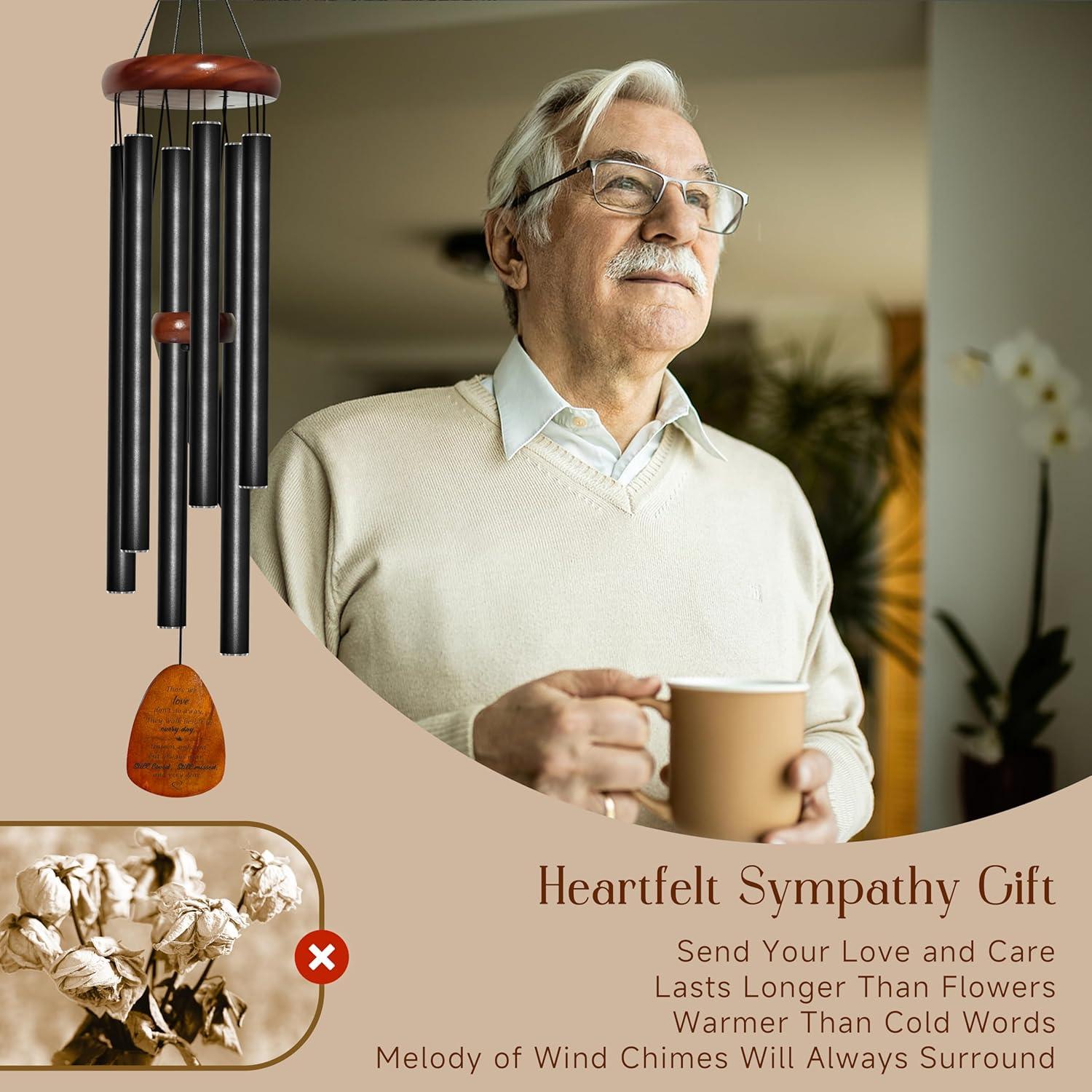 Sympathy Gifts for Loss of Loved One 32" Memorial Wind Chimes for Loss of Loved One Bereavement Condolence Gifts Sympathy Windchimes Memory Wind Chime with Memorial Card