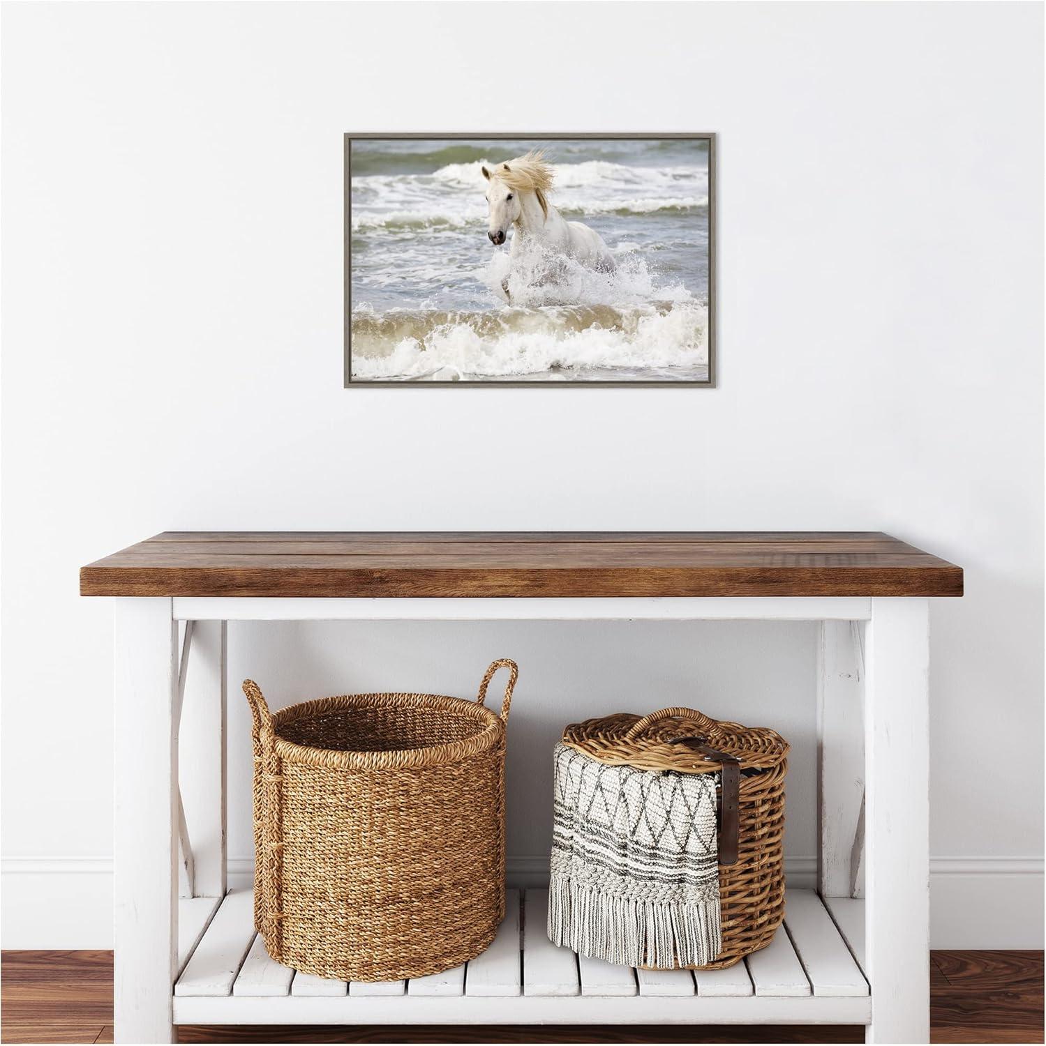 23"x16" Camargue Horse in the Surf by Ellen Goff Danita Delimont - Amanti Art: Modern Lithograph, Oceanic Animal