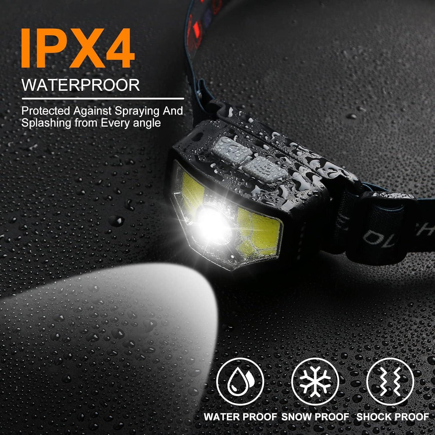 Headlamp Rechargeable, 2-Pack 1200 Lumen Super Bright with White Red LED Head Lamp Flashlight, 12 Modes, Motion Sensor, Waterproof, Outdoor Fishing Camping Running Cycling Headlight