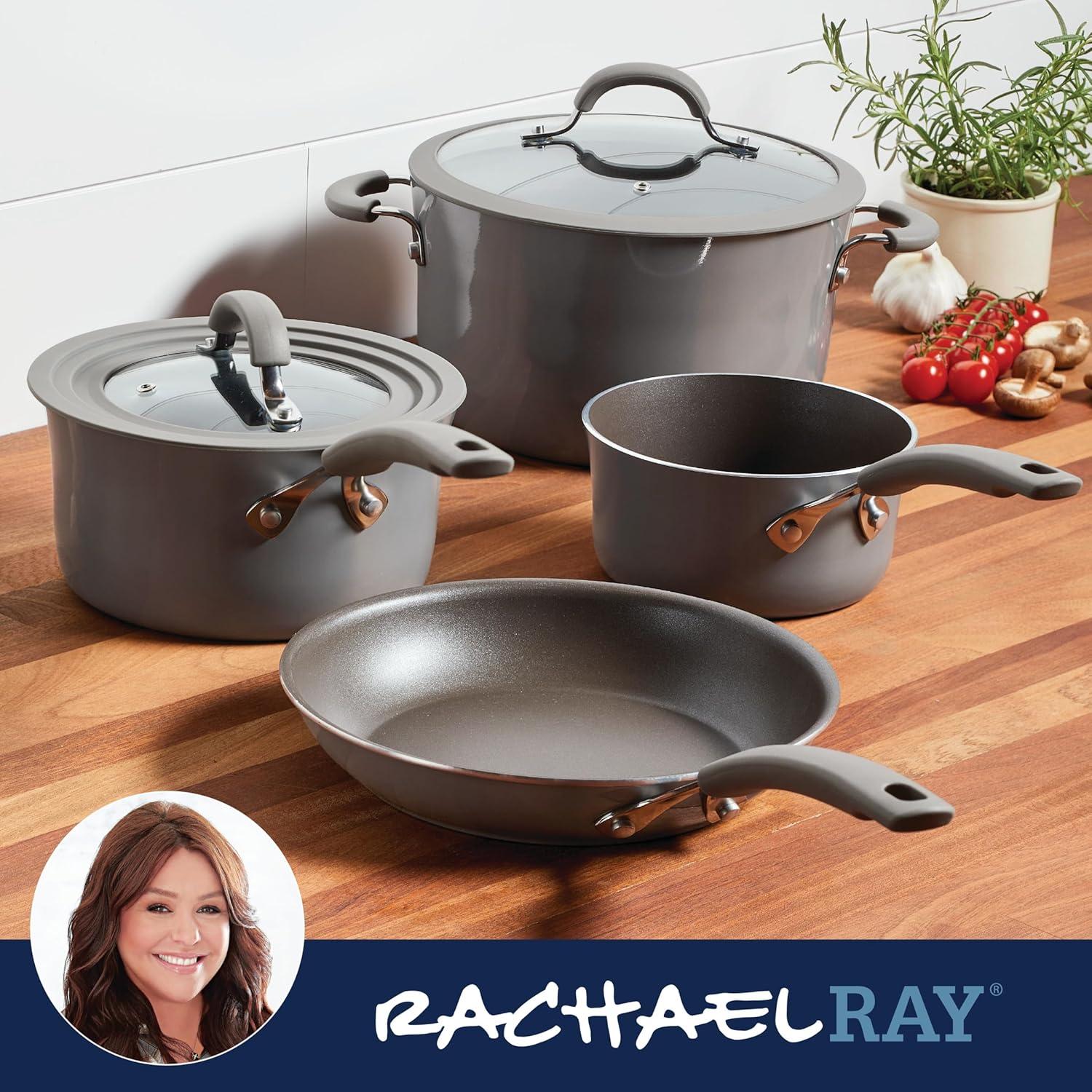 Rachael Ray Rachael Ray Cook & Create Nonstick Cookware Pots and Pans Set, 6 Piece, Gray