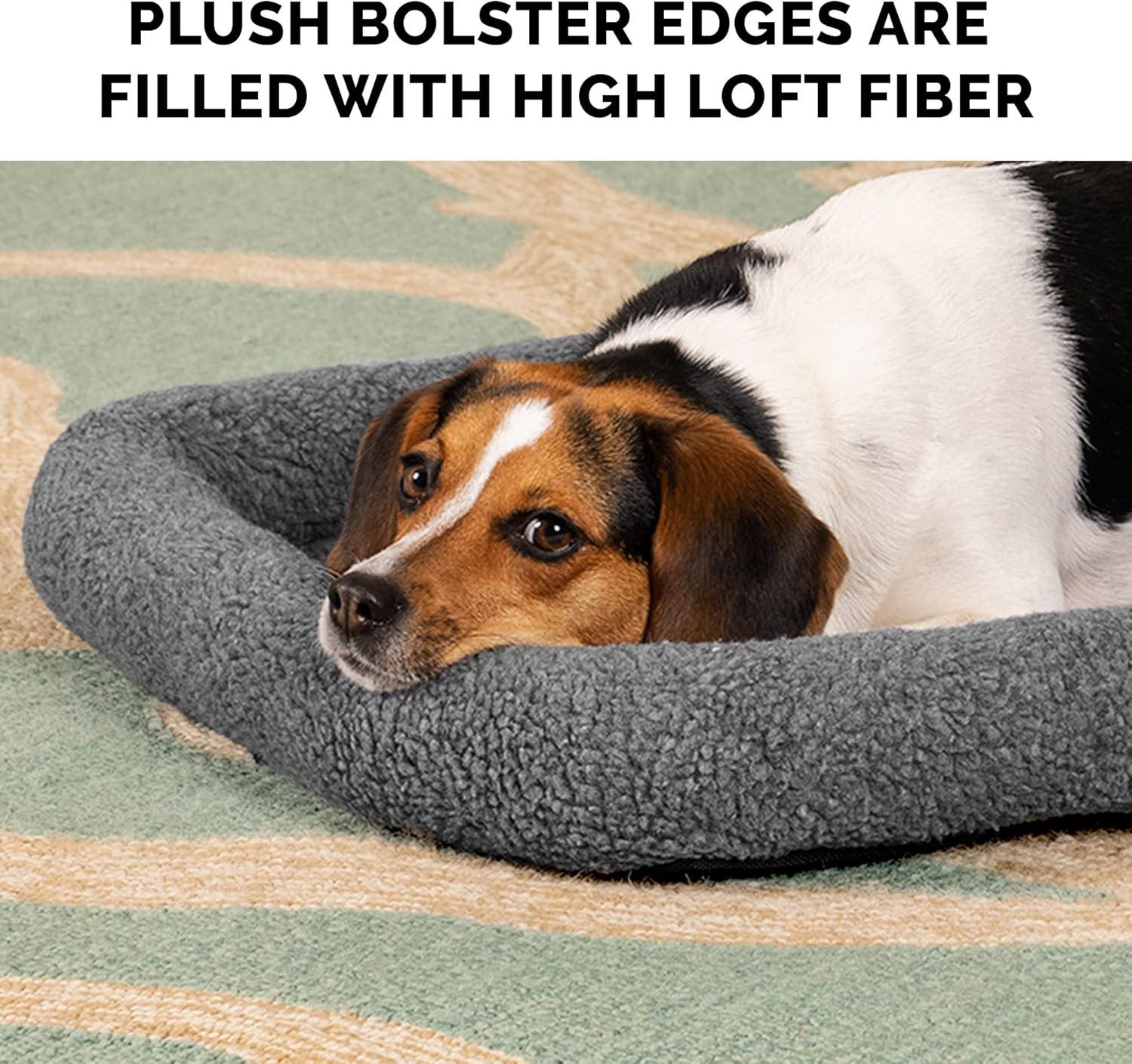 FurHaven Faux Lambswool Crate Bolster Pet Bed
