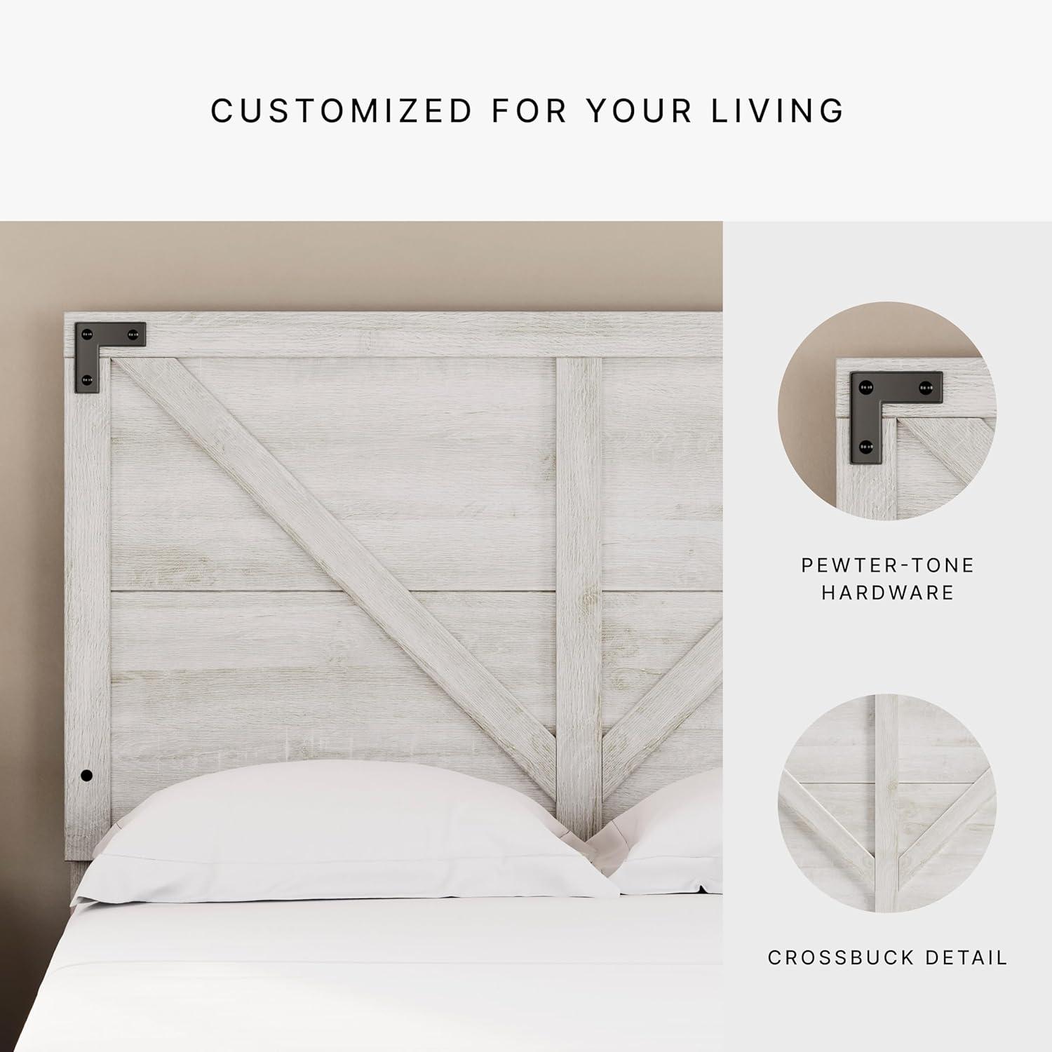 Full Shawburn Panel Headboard White/Dark Gray: Crossbuck Detail, Wood Frame - Signature Design by Ashley