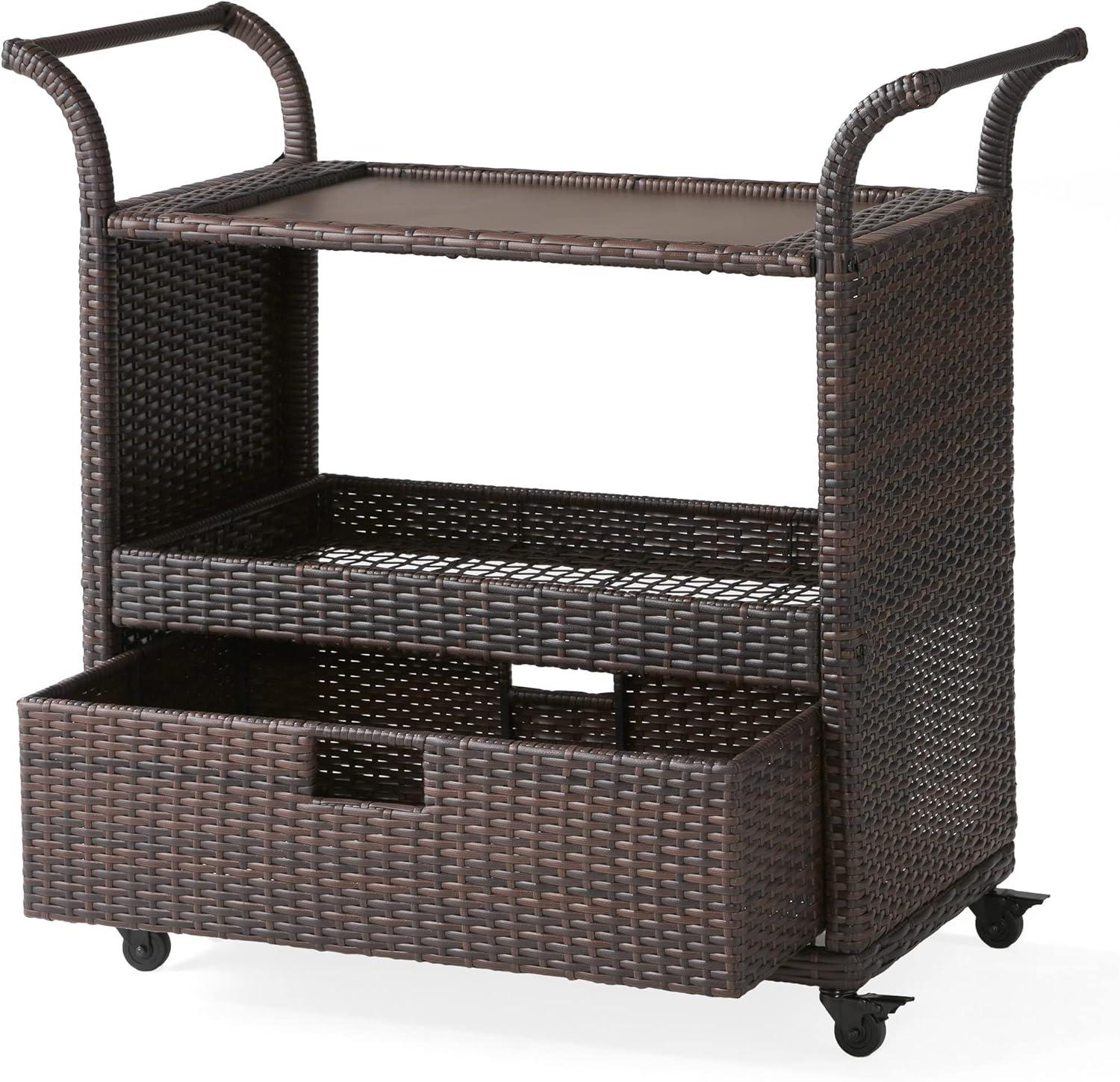 Karl Home Outdoor Wicker Bar Cart