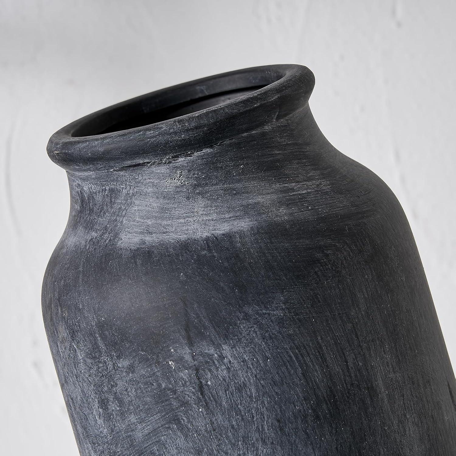 Rustic Black Ceramic 9.5" Table Vase for Bouquets