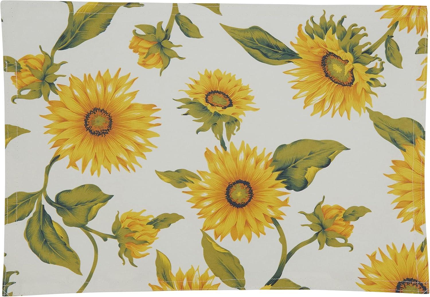 Yellow Sunflower Print Polyester Placemats, Set of 4