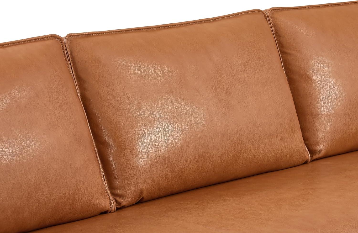 Cognac Brown Leather 90" Sofa with Removable Cushions