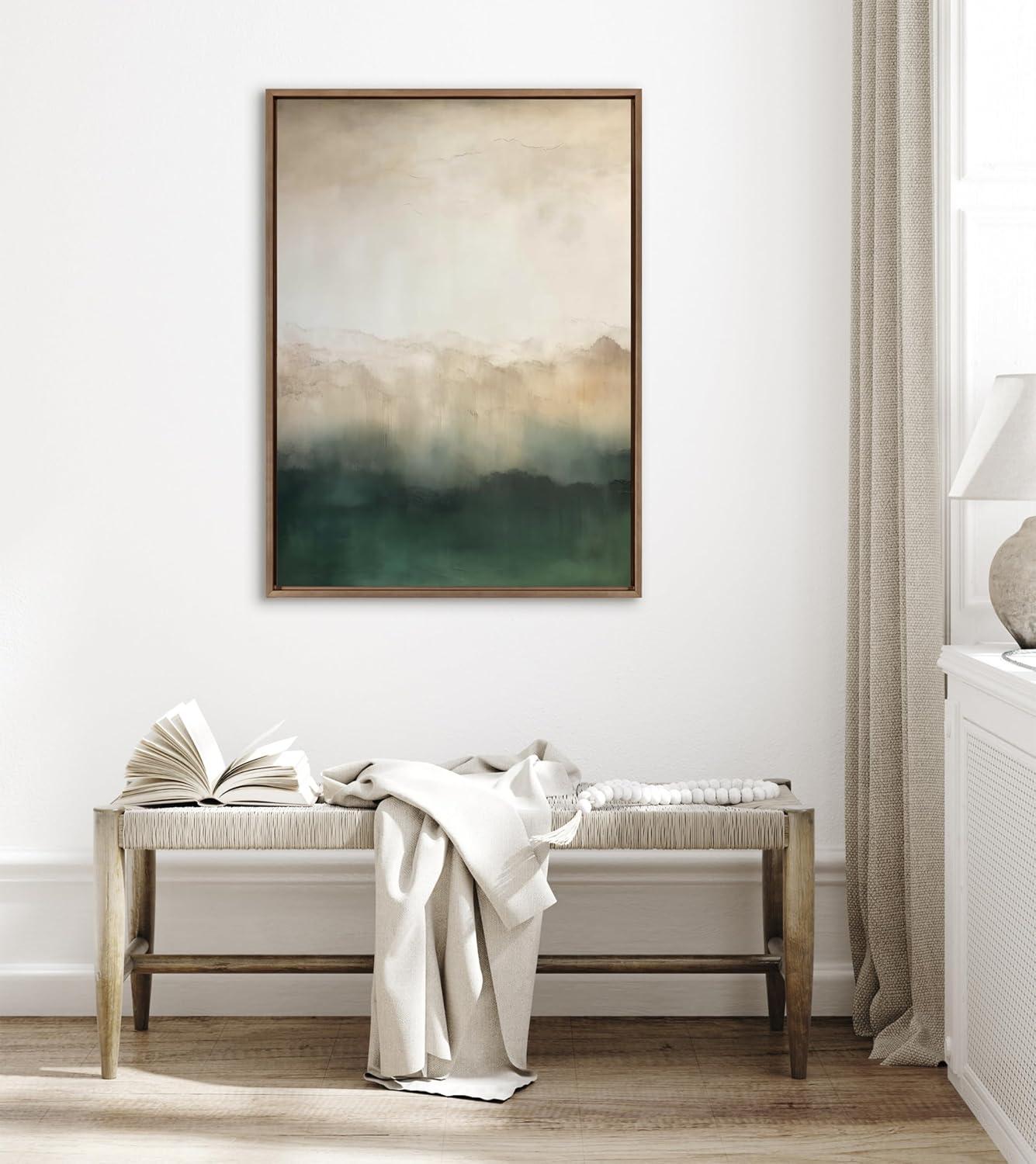 Kate & Laurel All Things Decor 31.5"x41.5" Sylvie Green Mountain Abstract II Framed Canvas by Amy Lighthall Gold