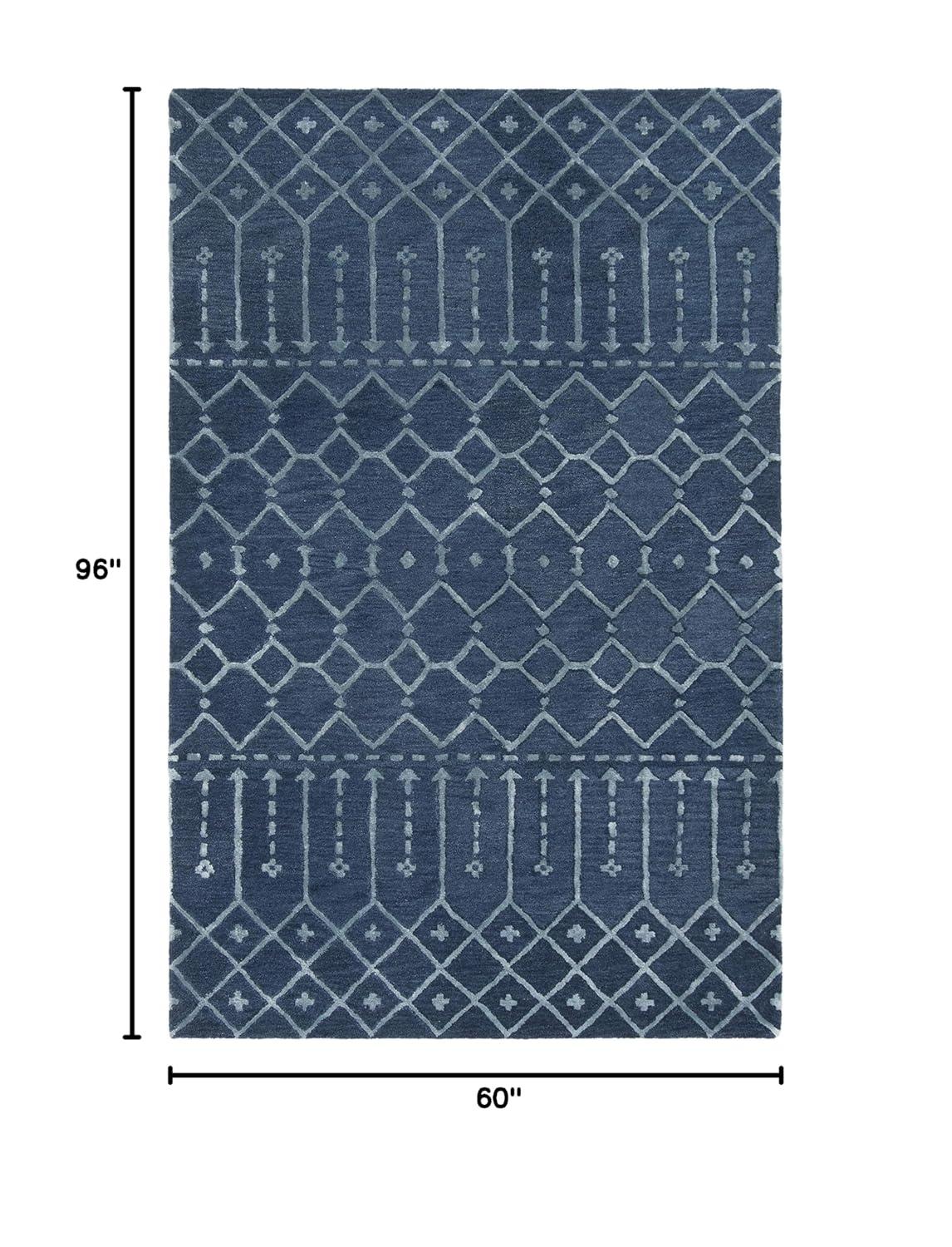 SAFAVIEH Himalaya Darin Geometric Wool Area Rug, Navy/Silver, 5' x 8'
