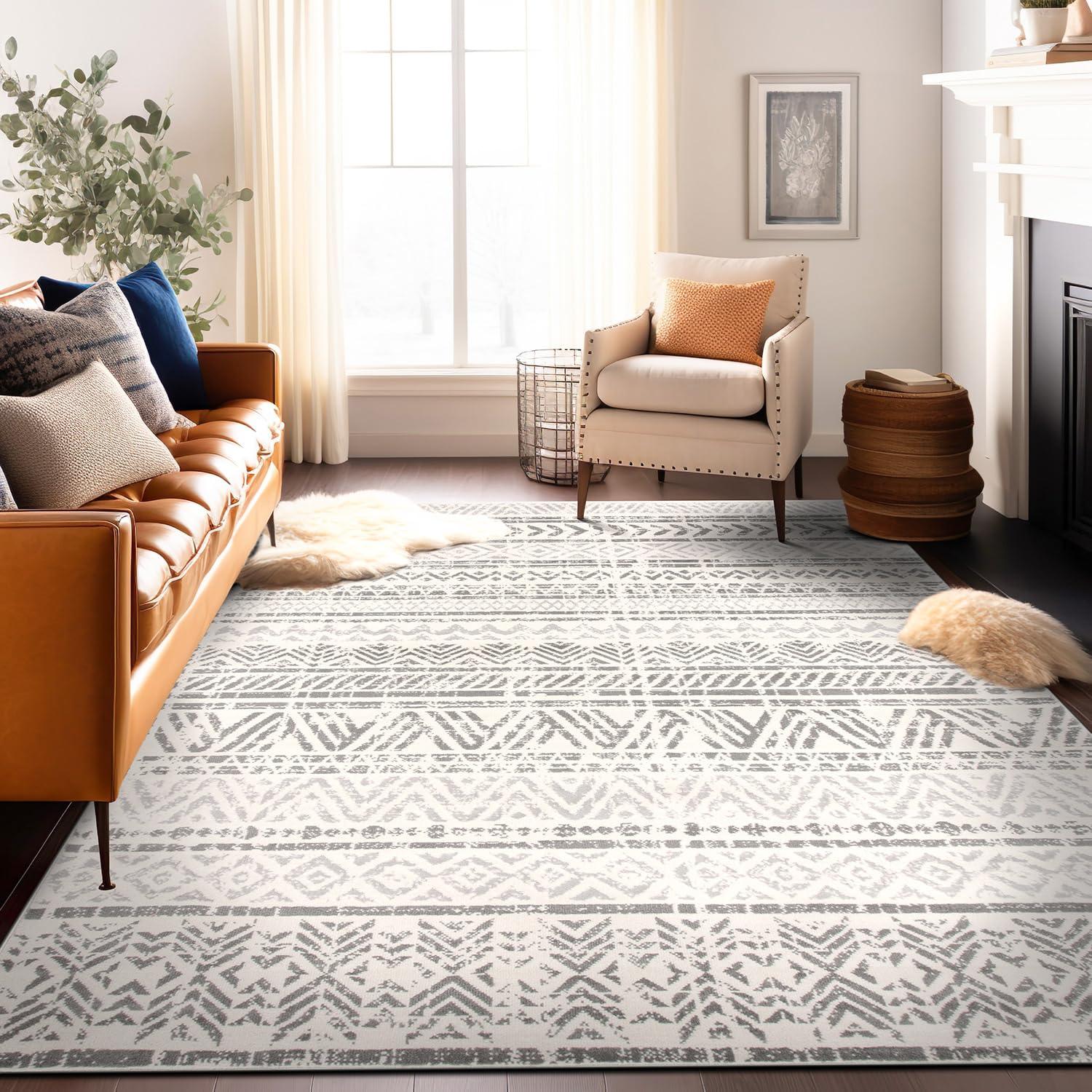 World Rug Gallery Geometric Distressed Bohemian Area Rug - Gray 12'x15'