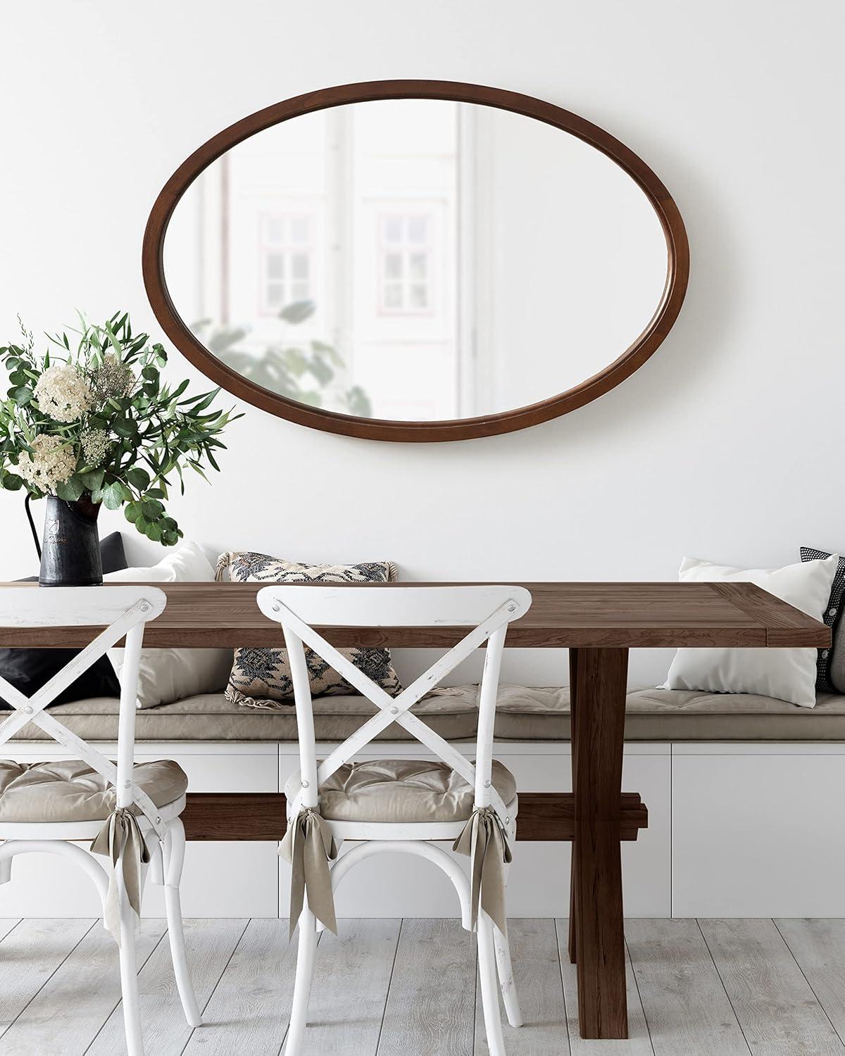 Kate and Laurel Hogan Wood Oval, 24x36, Walnut Brown