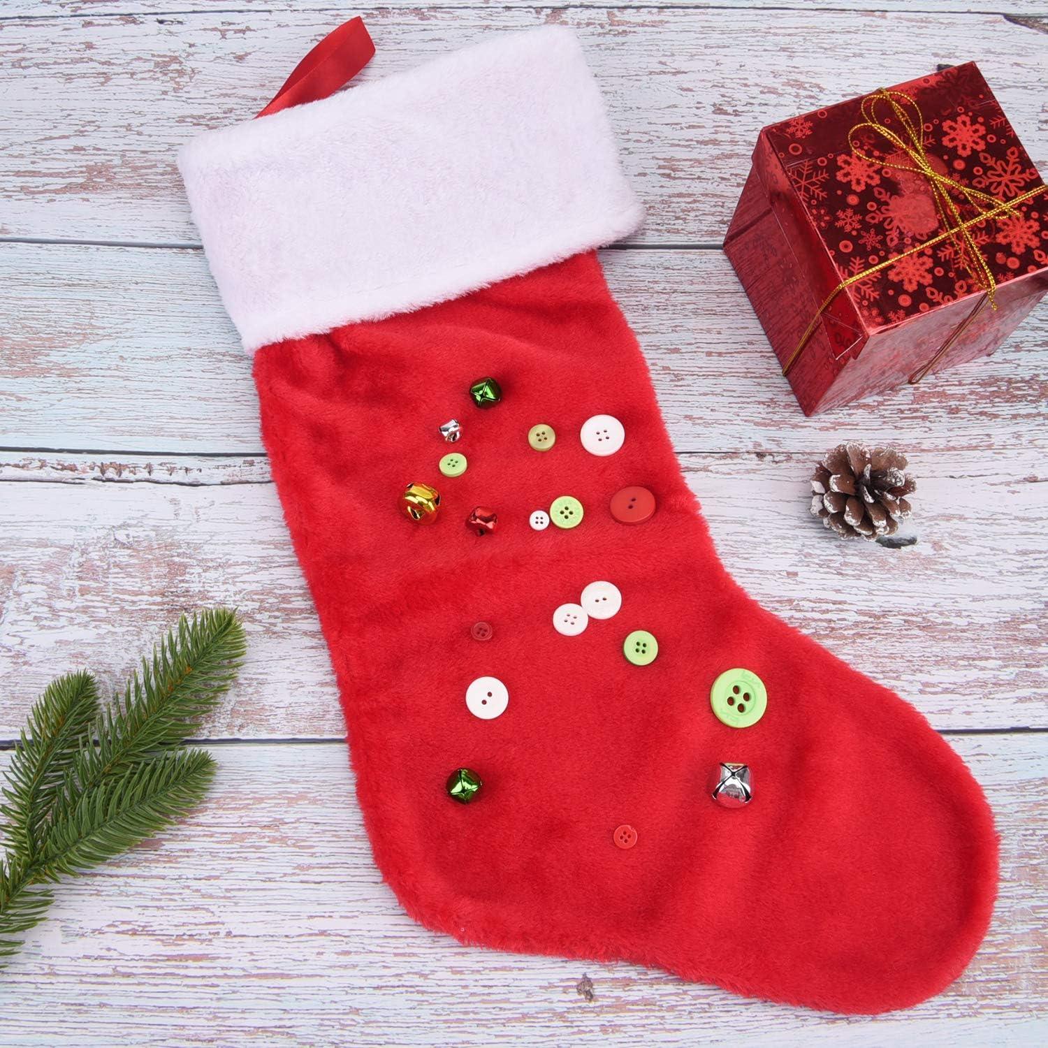 Set of 4 Red and White Velvet Christmas Stockings