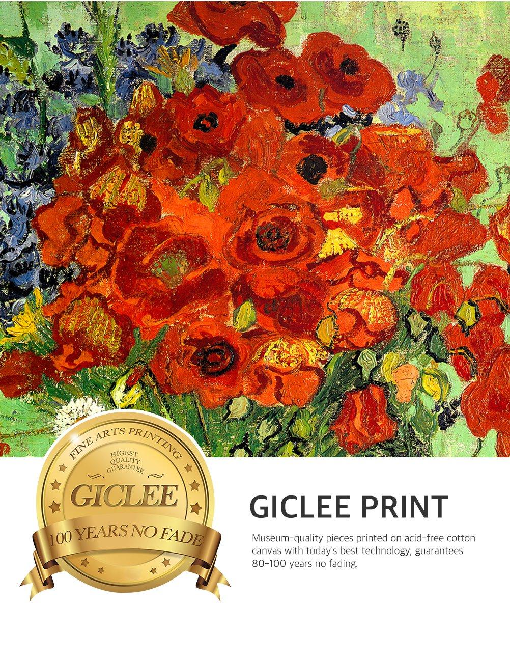 DECORARTS - Red Poppies and Daisies, Vincent Van Gogh Art Reproduction. Giclee Prints Match with Golden Framed for Wall Decor. Picture Size: 20x16 in, Framed Size: 26x22 in