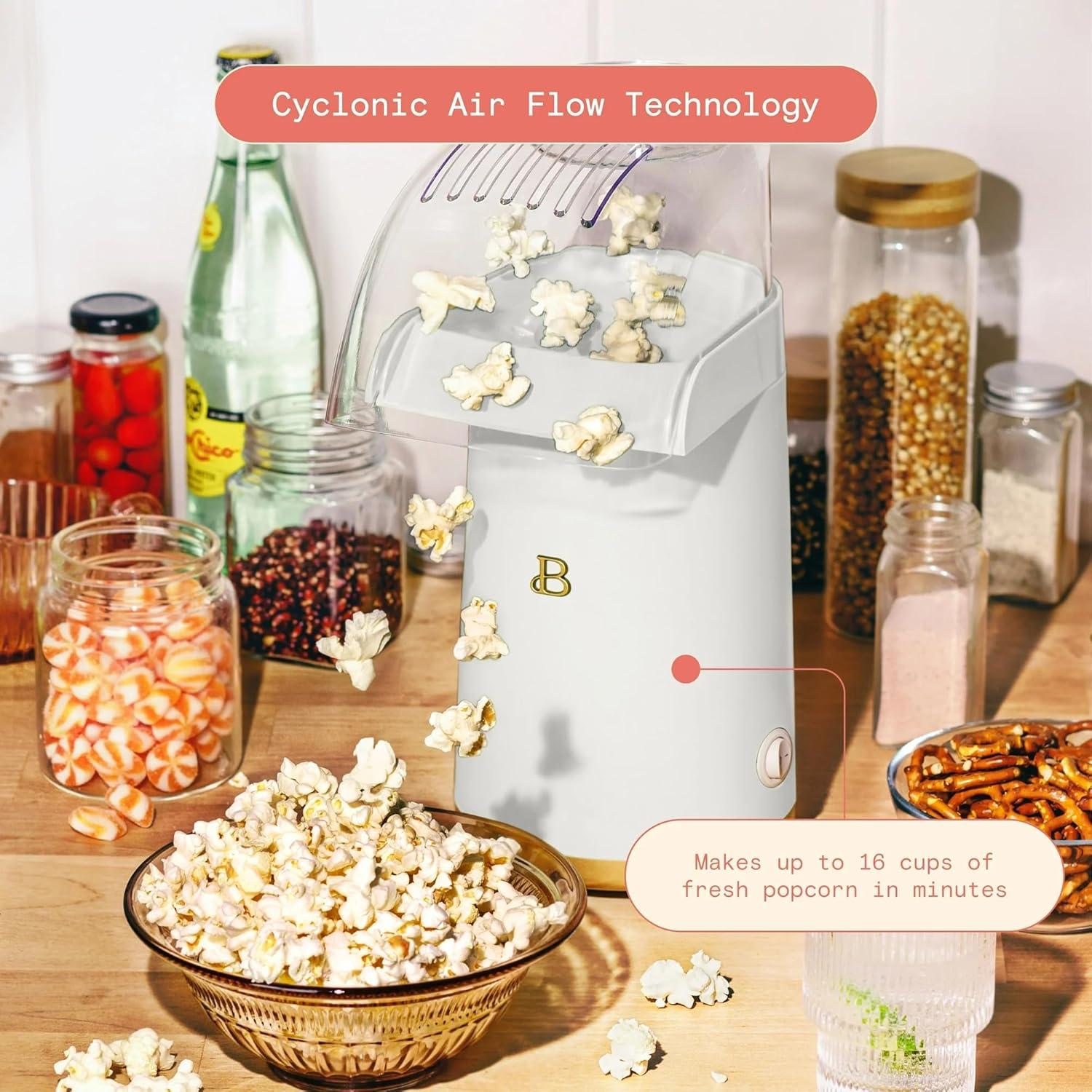 Beautiful 16 Cup Hot Air Electric Popcorn Maker, White Icing by Drew Barrymore