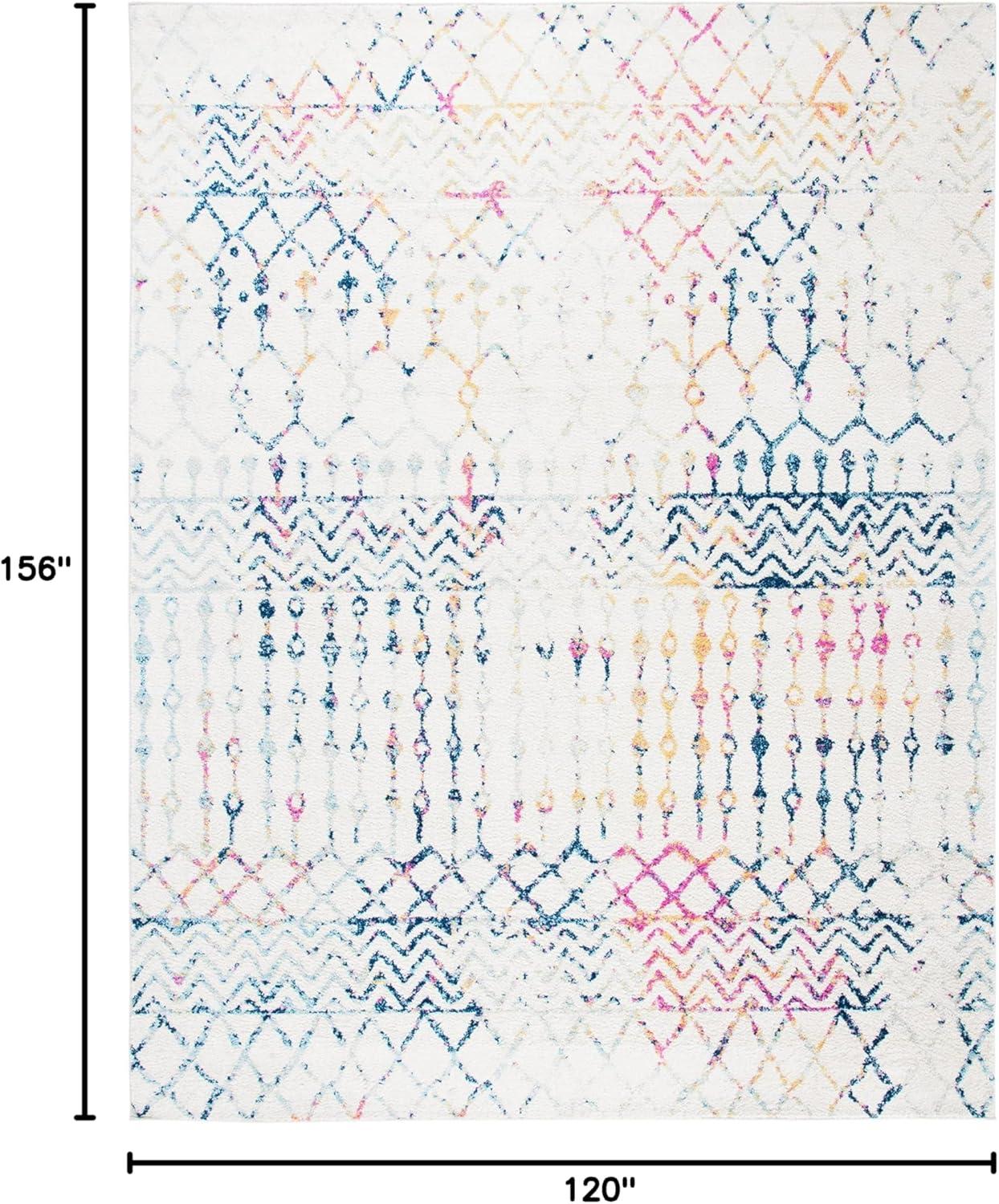 SAFAVIEH Tulum Glen Moroccan Geometric Area Rug, 10' x 13', Ivory/Blue