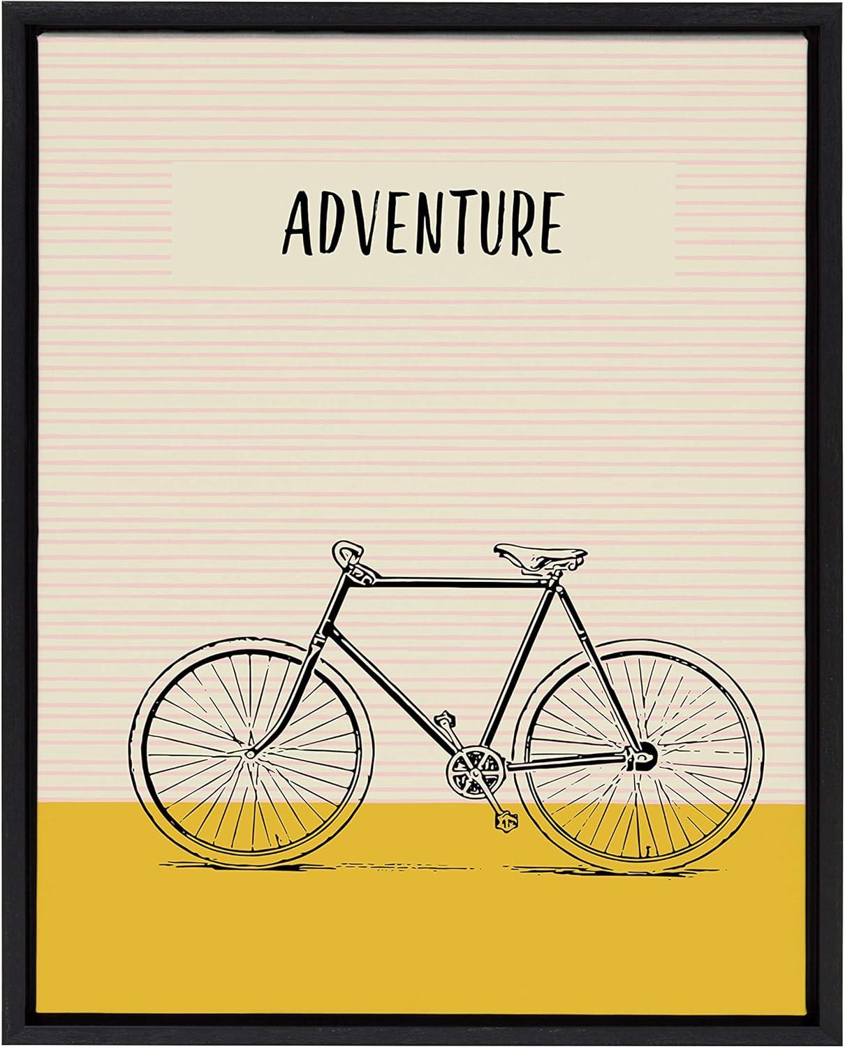 18" x 24" Sylvie Bike Adventure Framed Canvas Wall Art by Apricot and Birch Black - Kate and Laurel