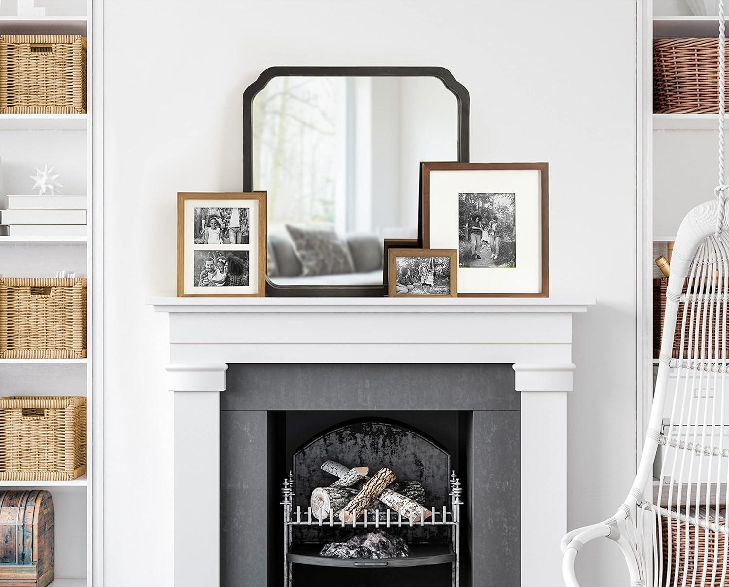Kate & Laurel All Things Decor 24"x24" Marston Farmhouse Rectangle Wall Mirror Black: Modern Square No Assembly, Wood Frame