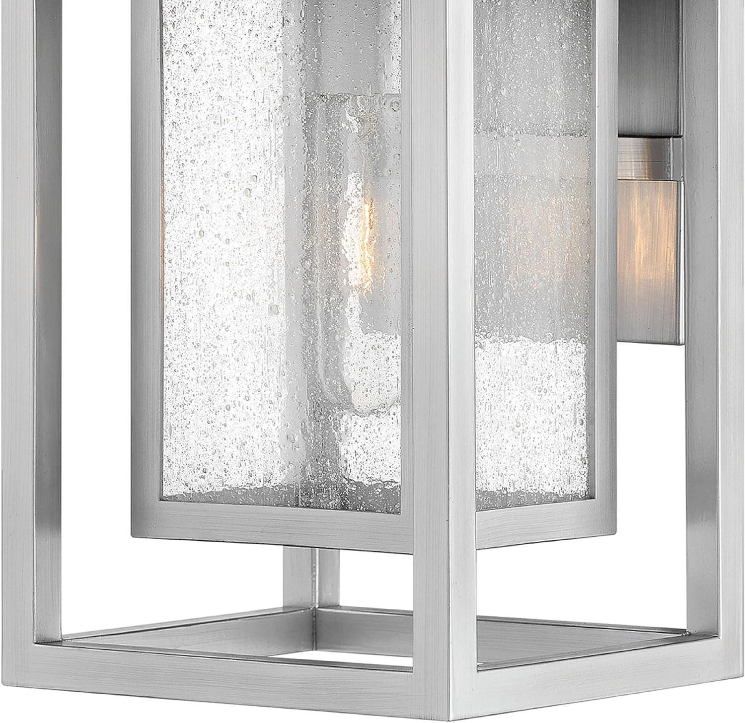 Satin Nickel 12-Inch Outdoor Wall Sconce with Clear Seedy Glass