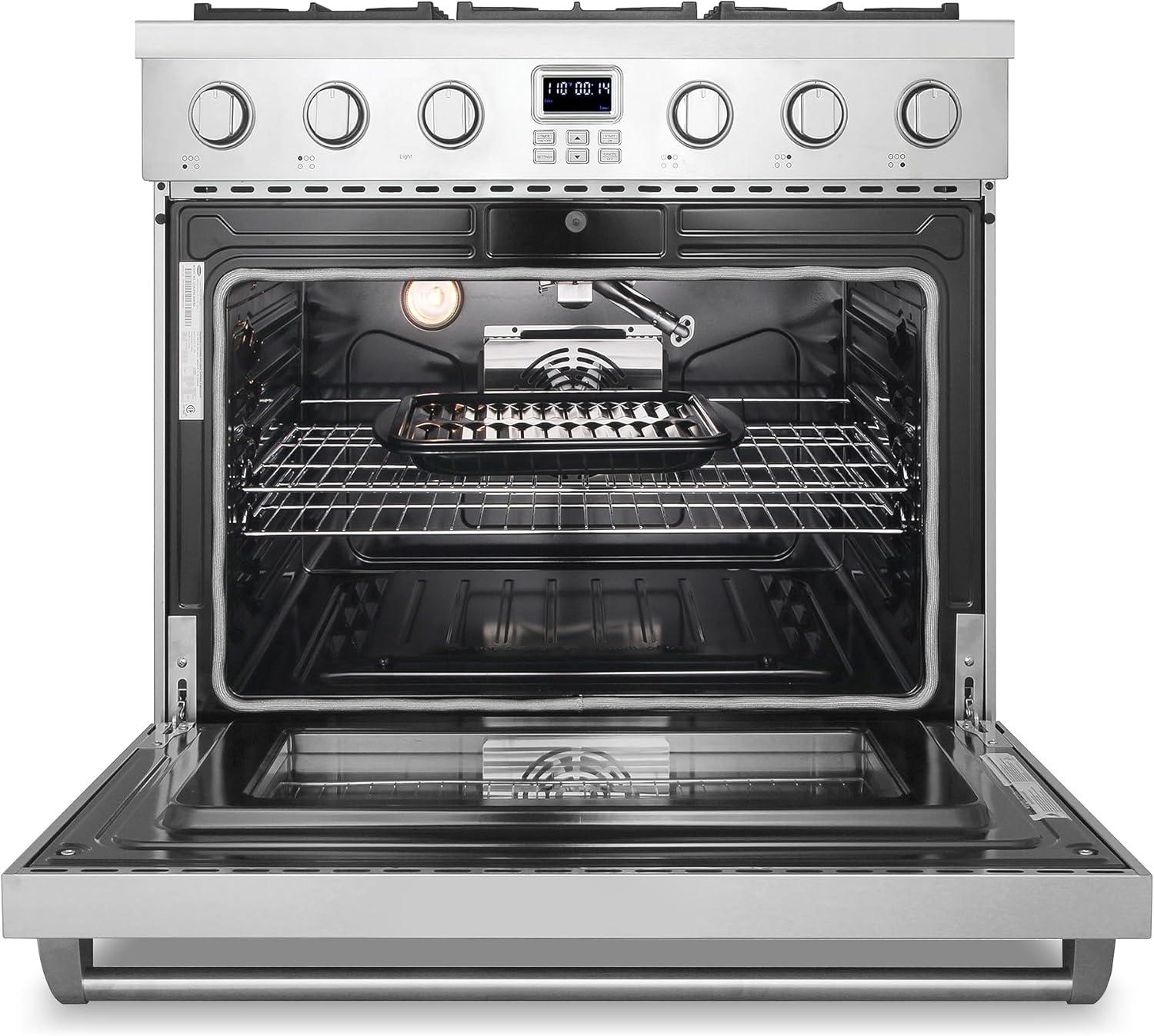 Cosmo Cosmo 36 in. Lumin Collection 6.0 cu. ft. Gas Range with 6 Sealed Gas Burners and Convection Oven in Stainless Steel COS-GRC366KB