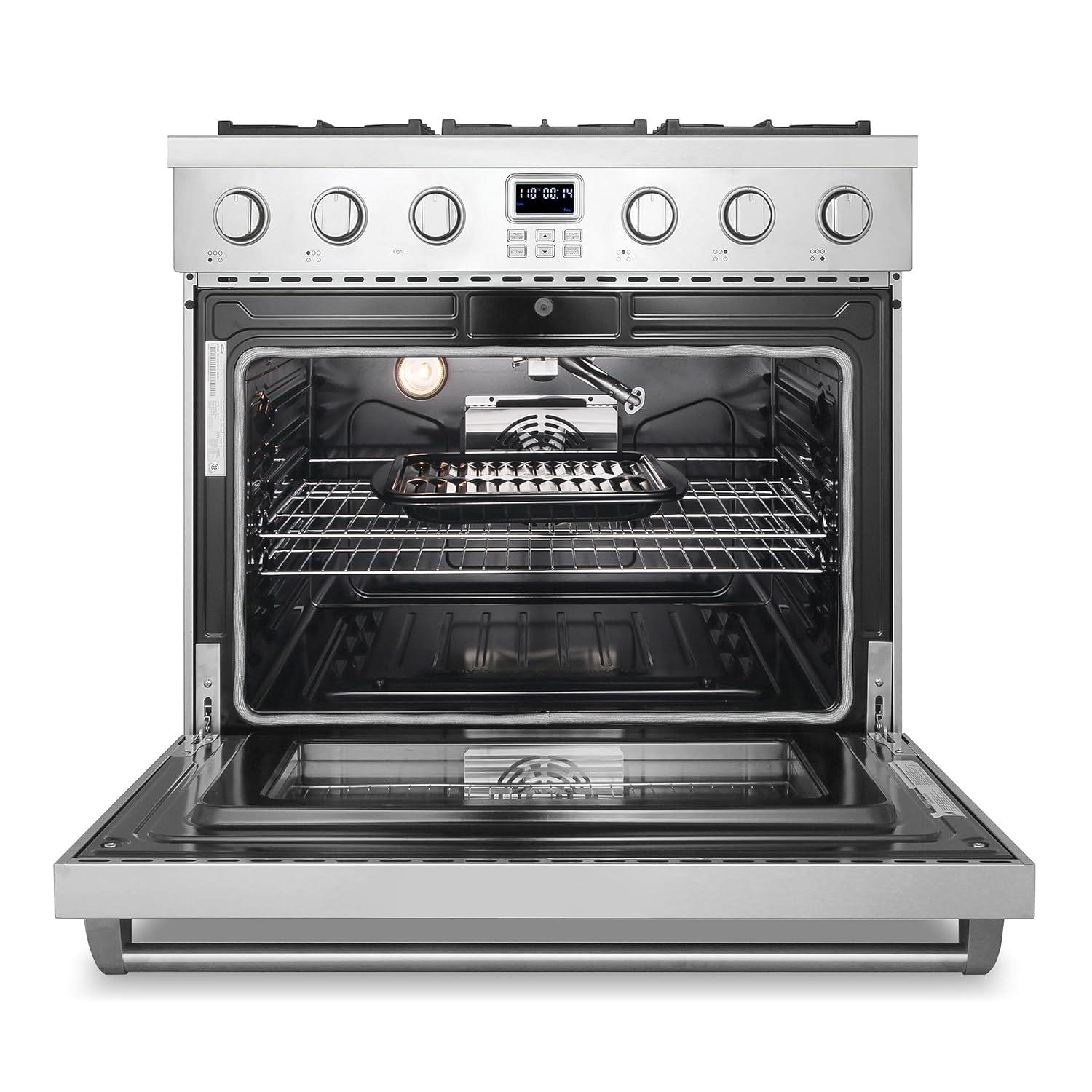 Cosmo Cosmo 36 in. Lumin Collection 6.0 cu. ft. Gas Range with 6 Sealed Gas Burners and Convection Oven in Stainless Steel COS-GRC366KB