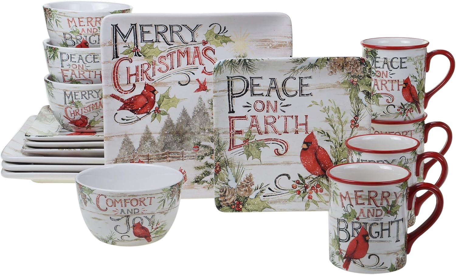 16pc Earthenware Evergreen Christmas Dinnerware Set - Certified International