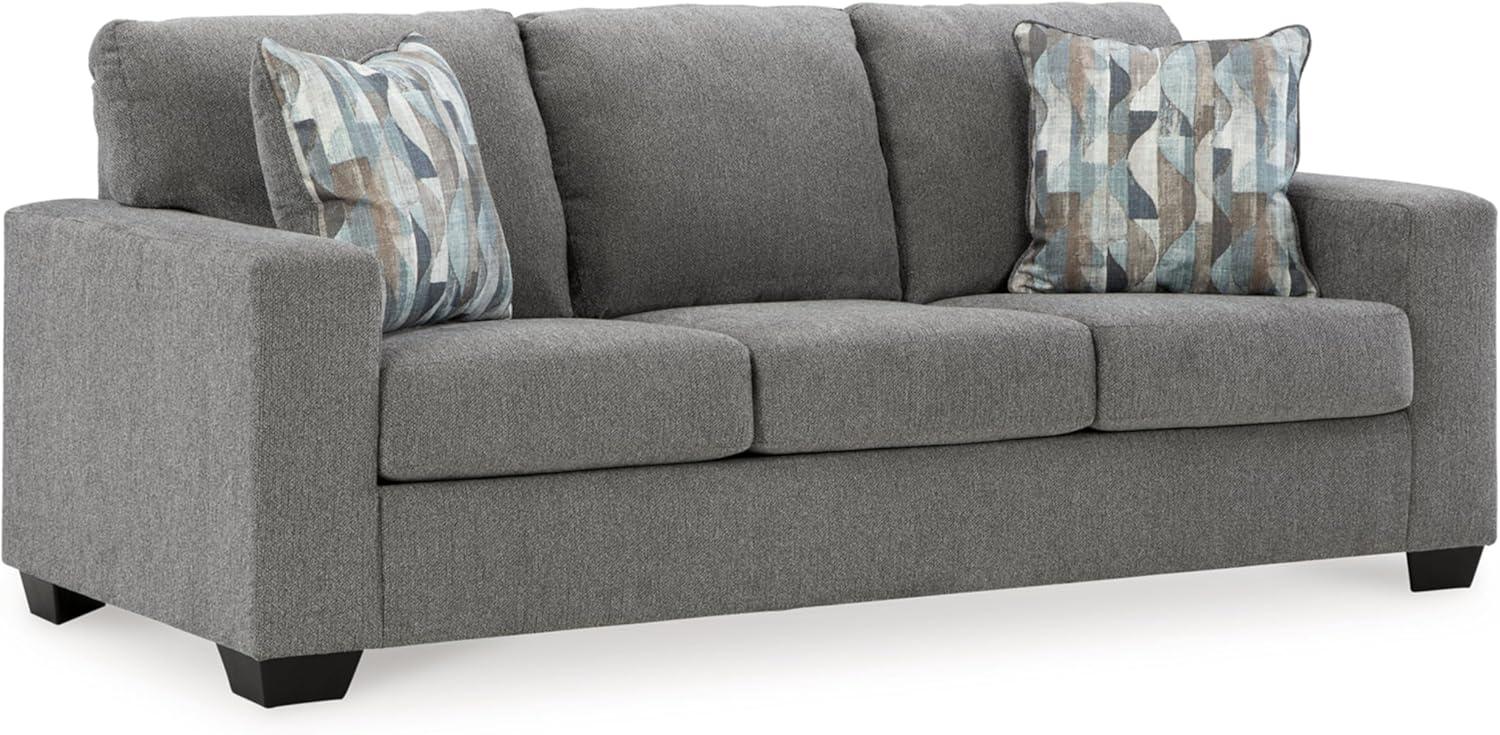 Ashley Furniture Deltona Graphite Sofa with Decorative Accent Pillows