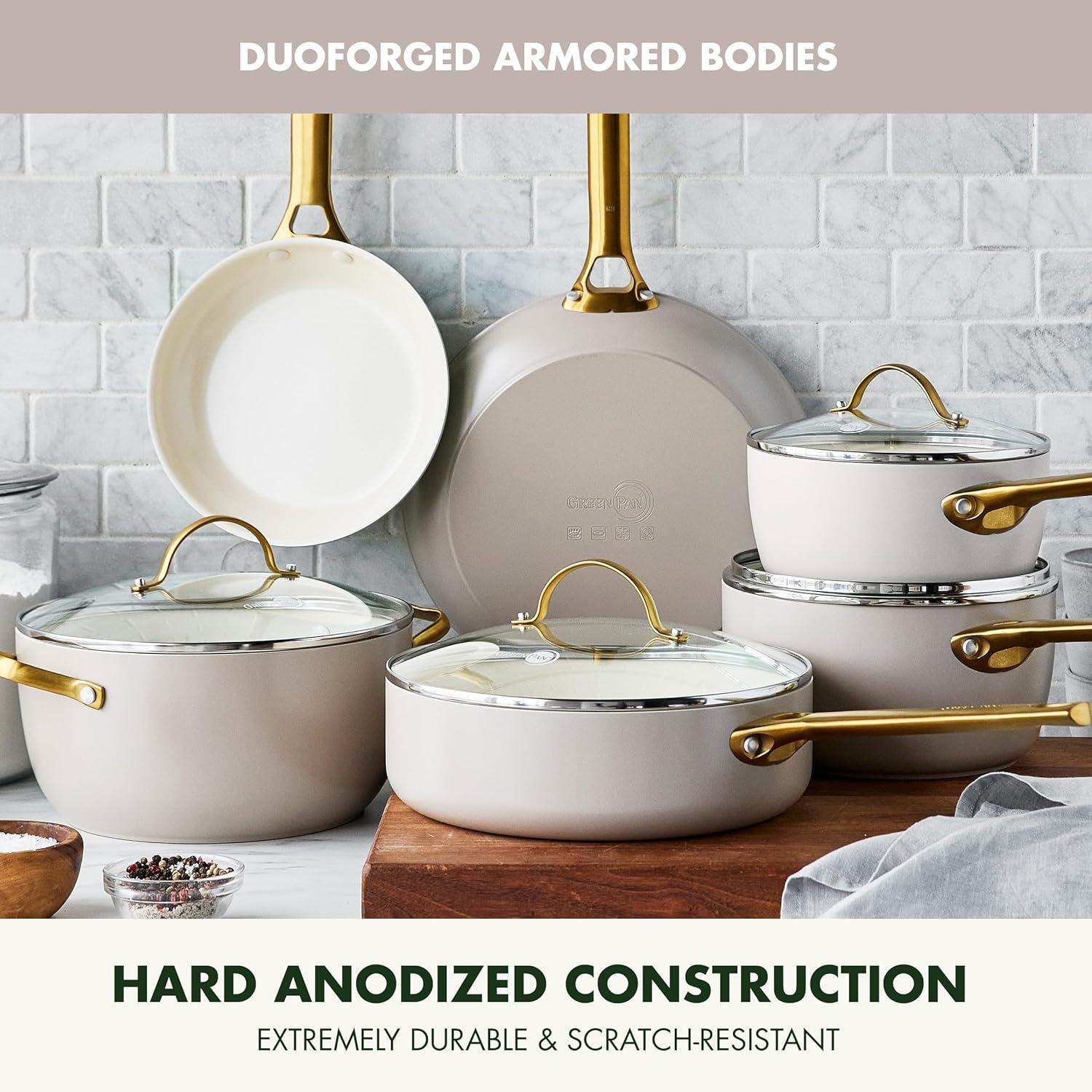 GreenPan ™ Reserve Taupe 10-Piece Ceramic Non-Stick Cookware Set with Bonus Cookbook