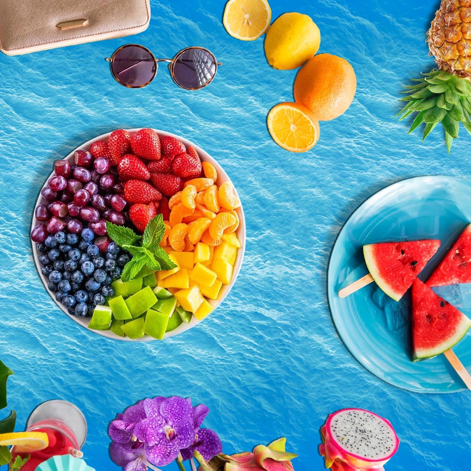 3-Piece 54 x 108 Inch Ocean Wave Plastic Tablecloth - Realistic Water Design, Disposable Rectangle Table Cover for Dining, Picnic, Beach Party, Sea Theme, Pool Party, Summer Indoor Outdoor Decoration