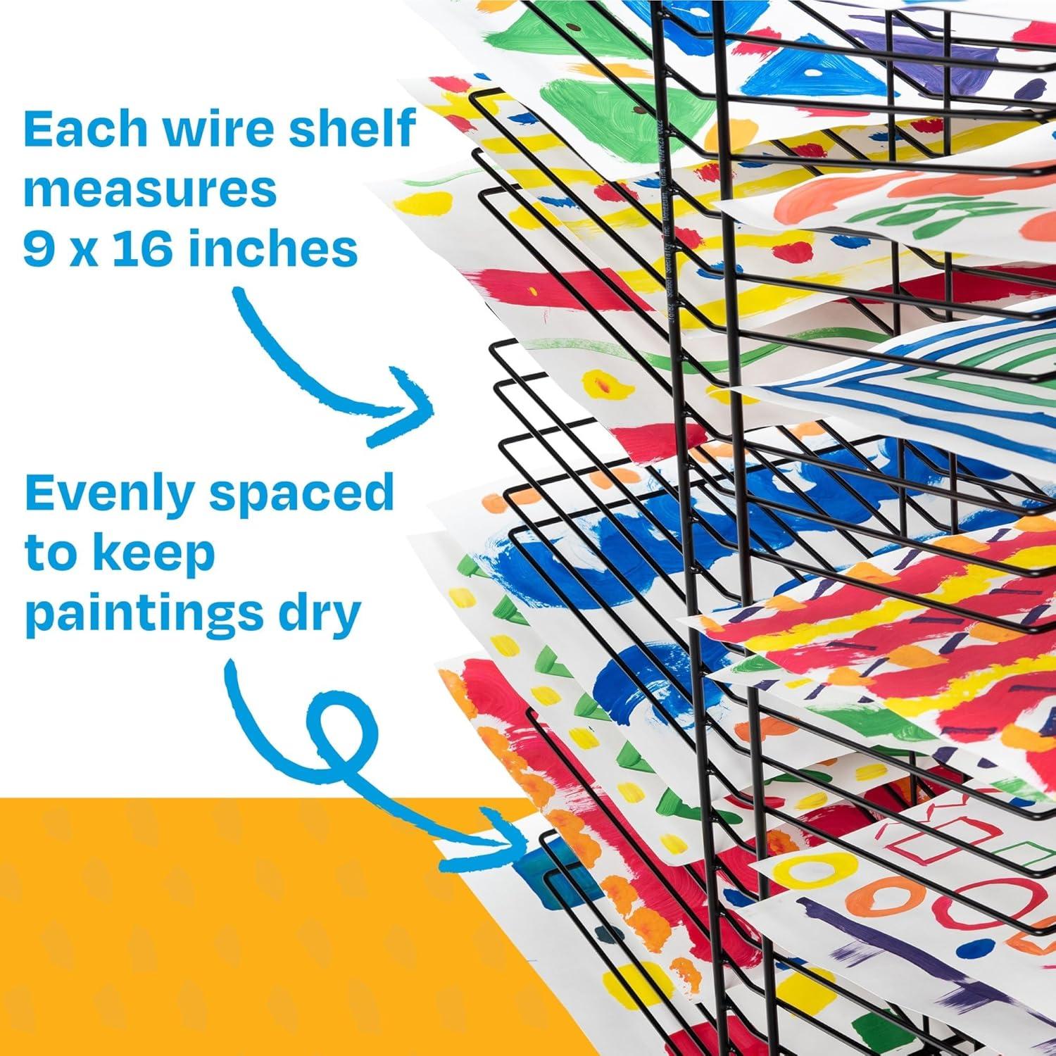 Sax All-Steel Double Sided Wire Drying Rack for Arts and Crafts and Storage, Black, 50 Shelves, 17-1/2 x 20 x 30-3/4 Inches