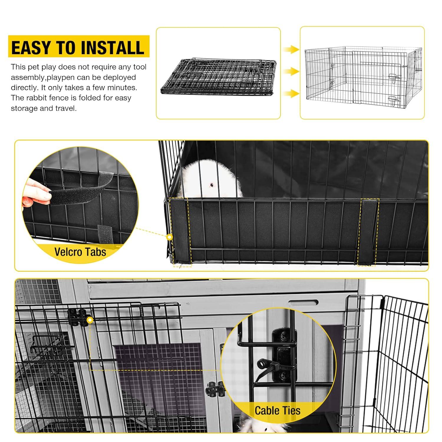 XZ7002 Bunny Cage Gray 51.6"L x 25.2"W x 36.2"H