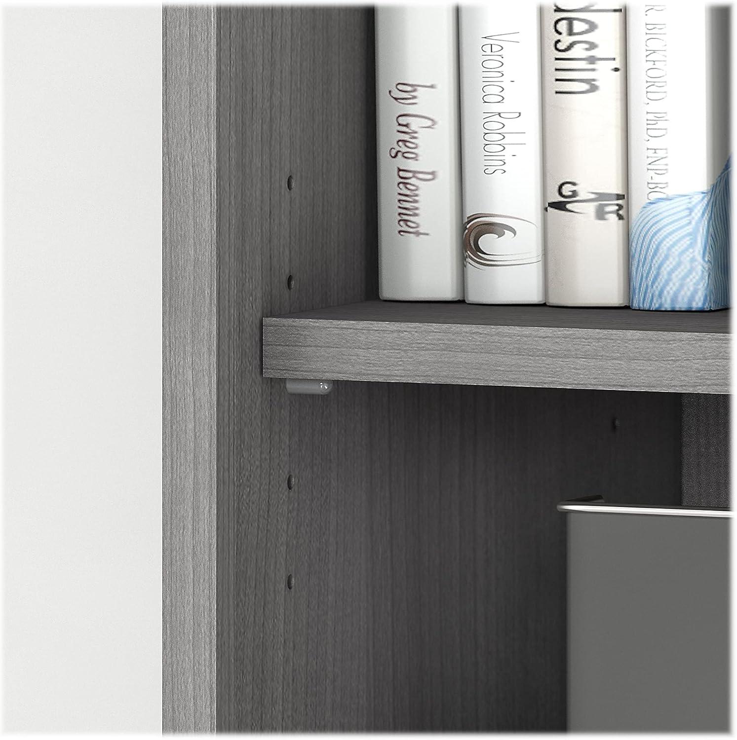 Platinum Gray 5-Shelf Bookcase with Doors and Adjustable Shelves