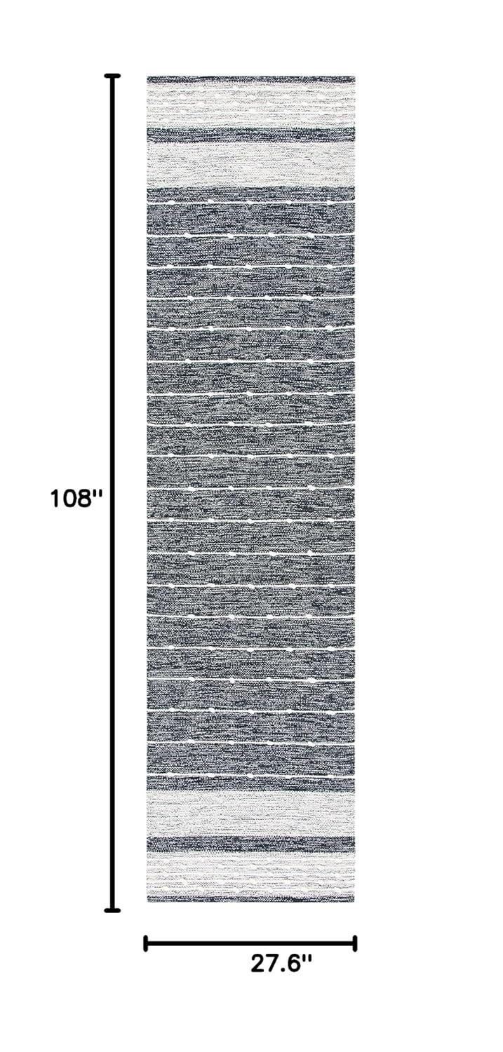 Striped Kilim STK509 Hand Woven Runner Rug - Black/Ivory - 2'3"x9' - Safavieh.