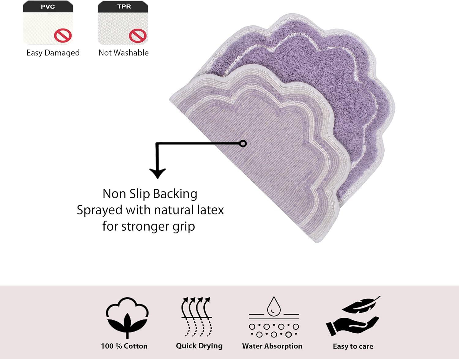 Home Weavers Allure Collection 100% Cotton Tufted Bathroom Rug, Soft and Absorbent Bath Rugs, Non-Slip Bath Carpet, Machine Wash Dry Bath Mats for Bathroom Floor, 21"x54" Runner, Purple