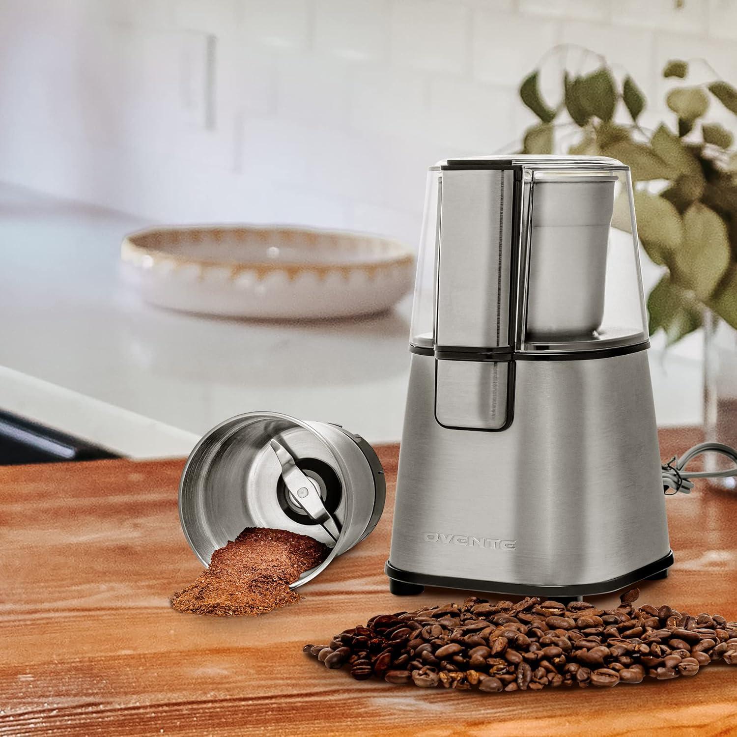 OVENTE Electric Coffee Grinder with 2 Blade Stainless Steel Grinding Bowl