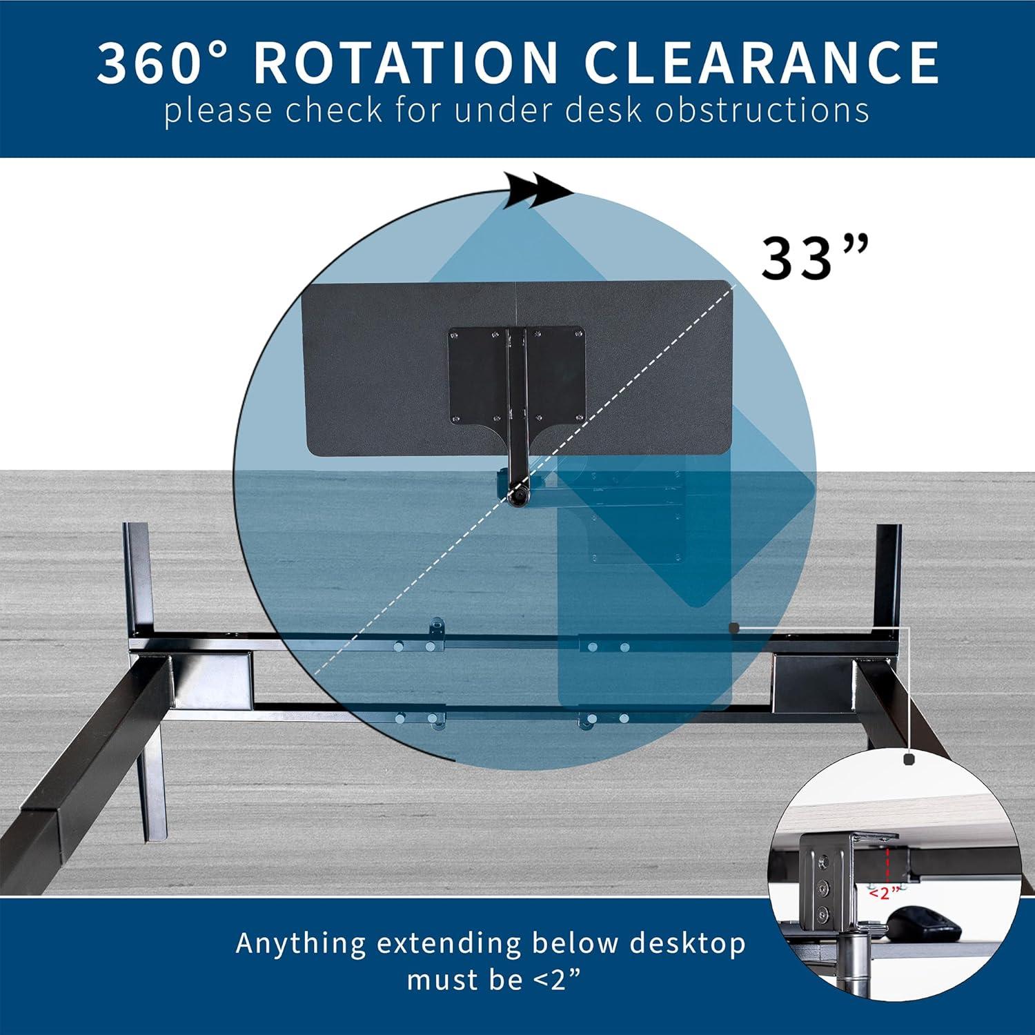 Vivo VIVO Black 23 x 10 inch Screw-In Rotating Computer Keyboard and Mouse Tray