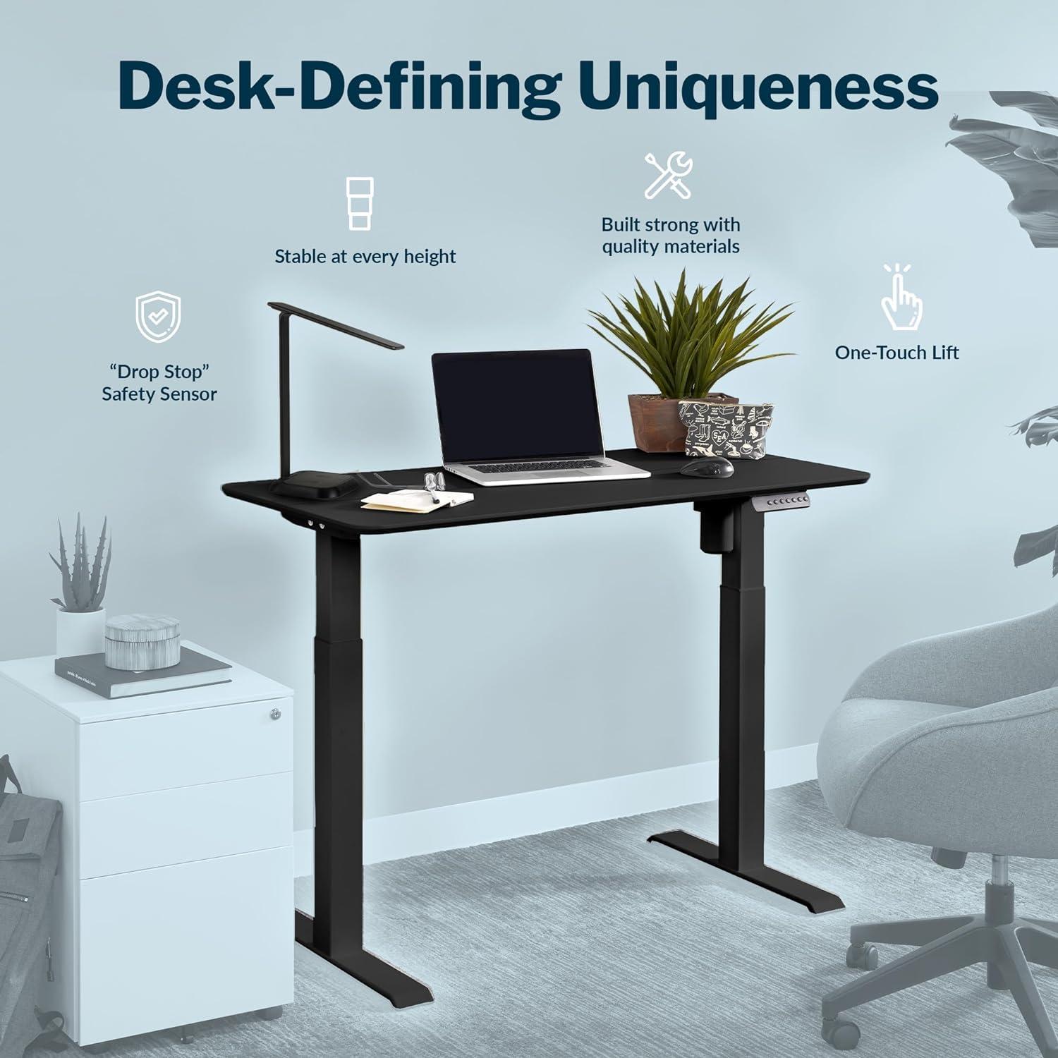 Vari Standing Desk with Adjustable Height for Home Office Stand Up Table, 48” x 24” Black