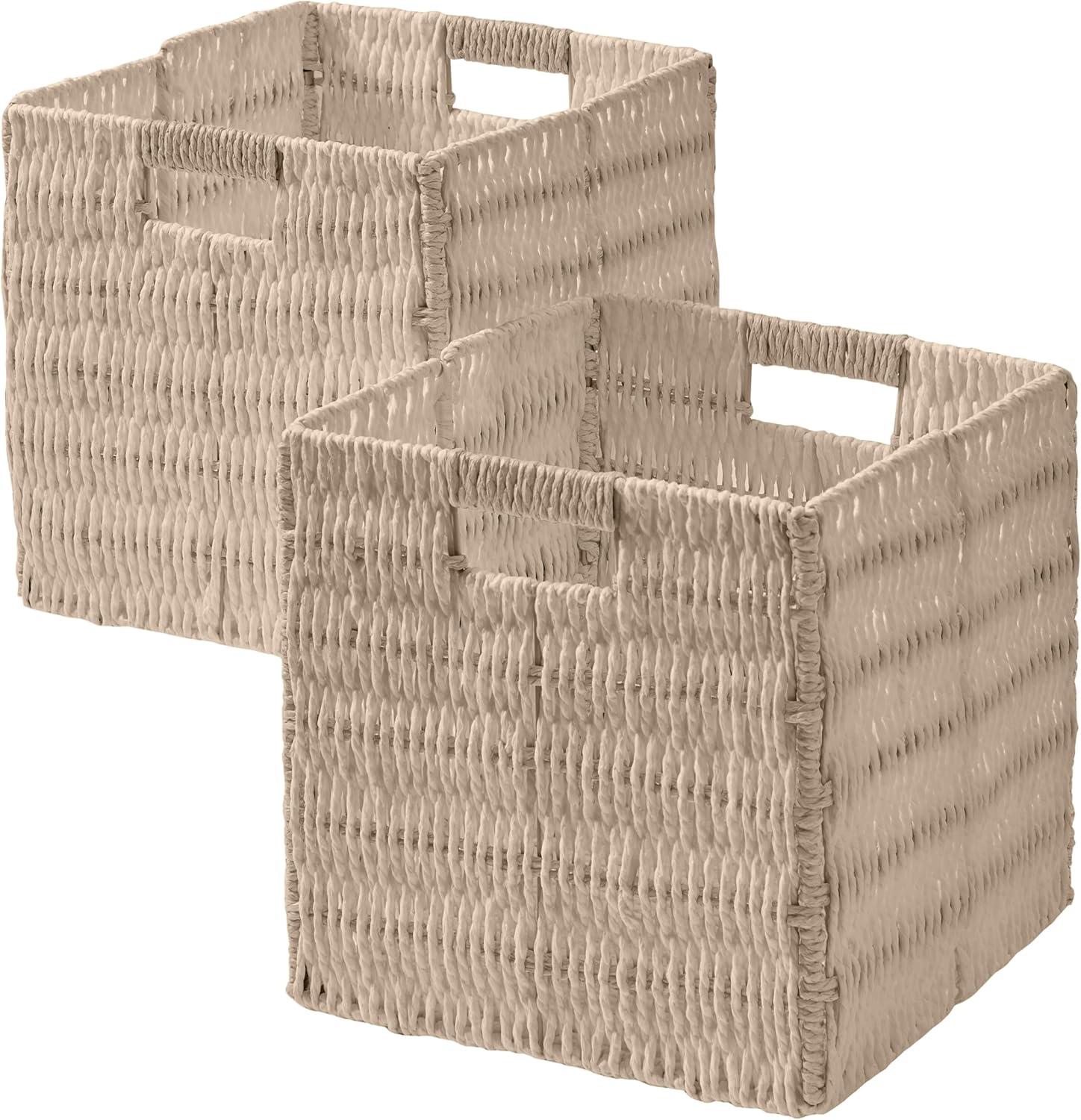 Latitude Run® 2 Pack Wicker Paper Storage Basket Cube Bin (Set of 2)