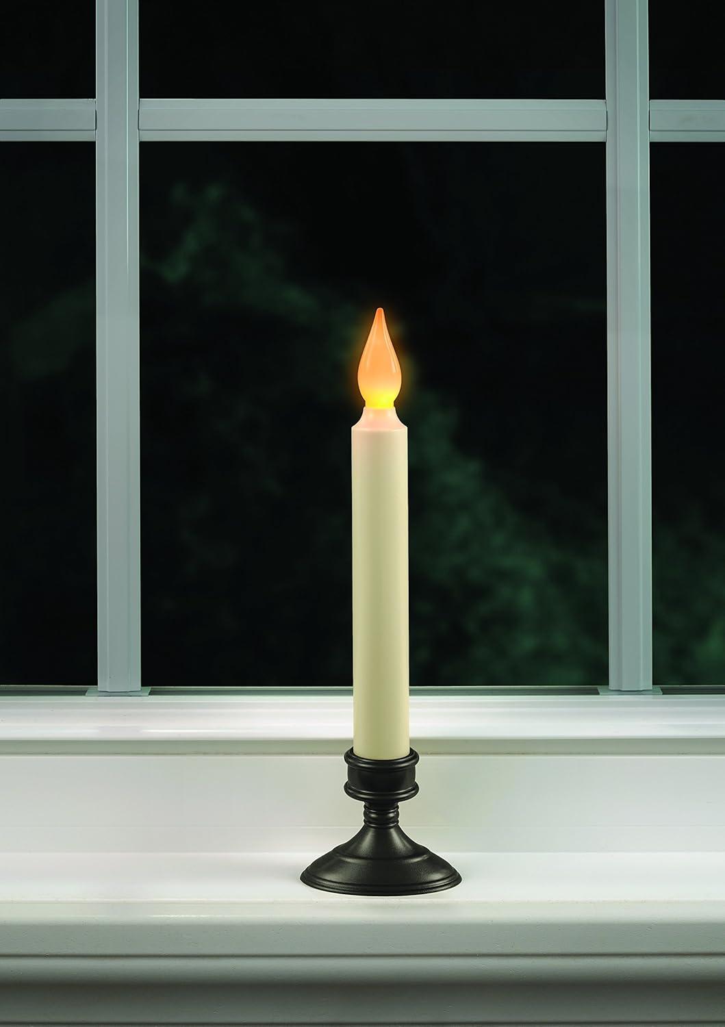 Xodus Innovations Battery Operated LED Window Candle, Dusk to Dawn Light Sensor, Aged Bronze Base, Amber Flicker Flame (4 Pack)