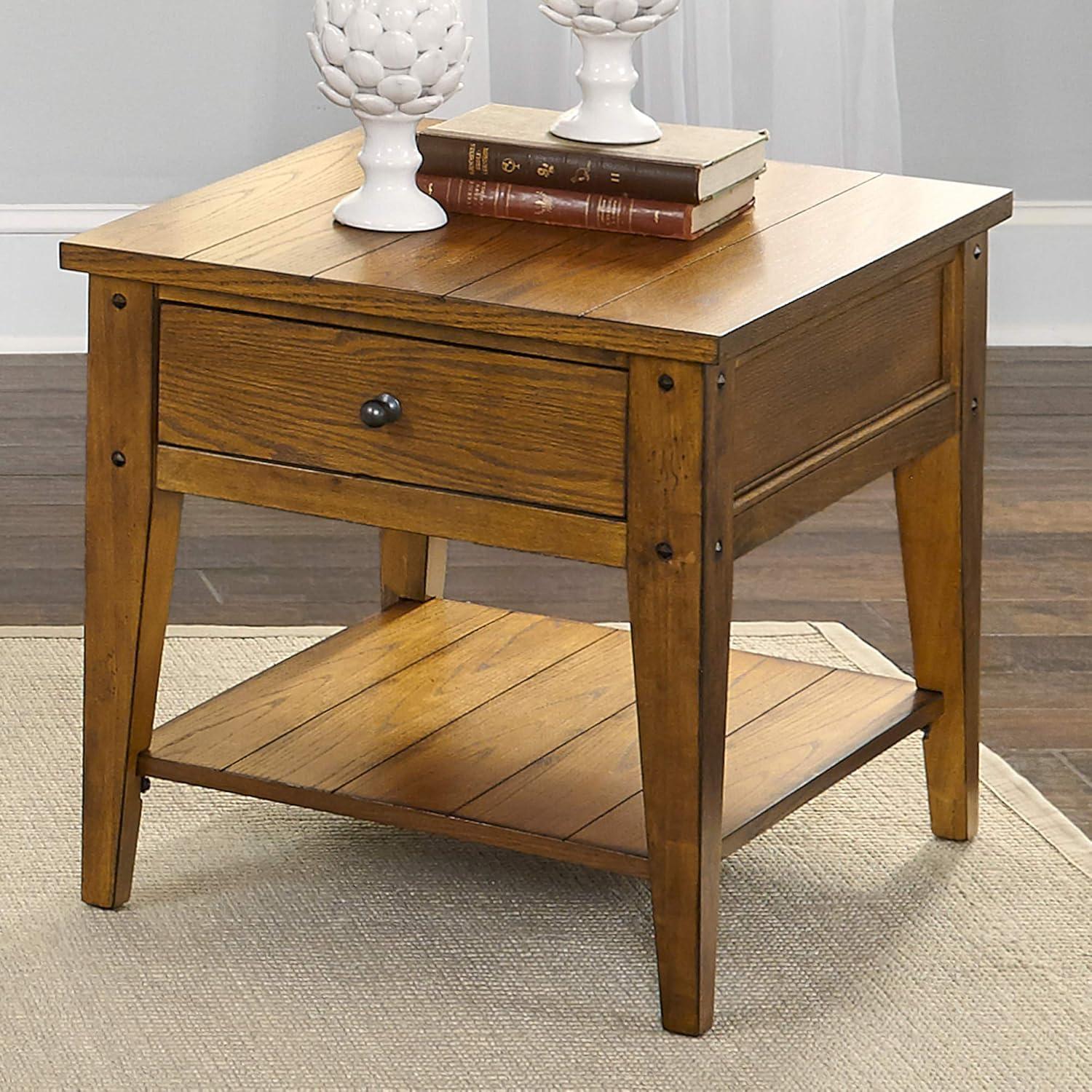 Lake House Medium Brown End Table