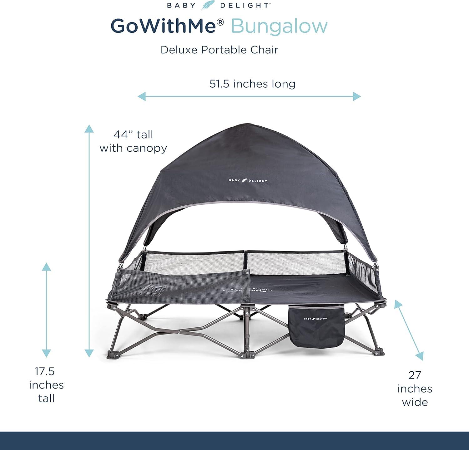 Grey Portable Toddler Travel Cot with Sun Canopy