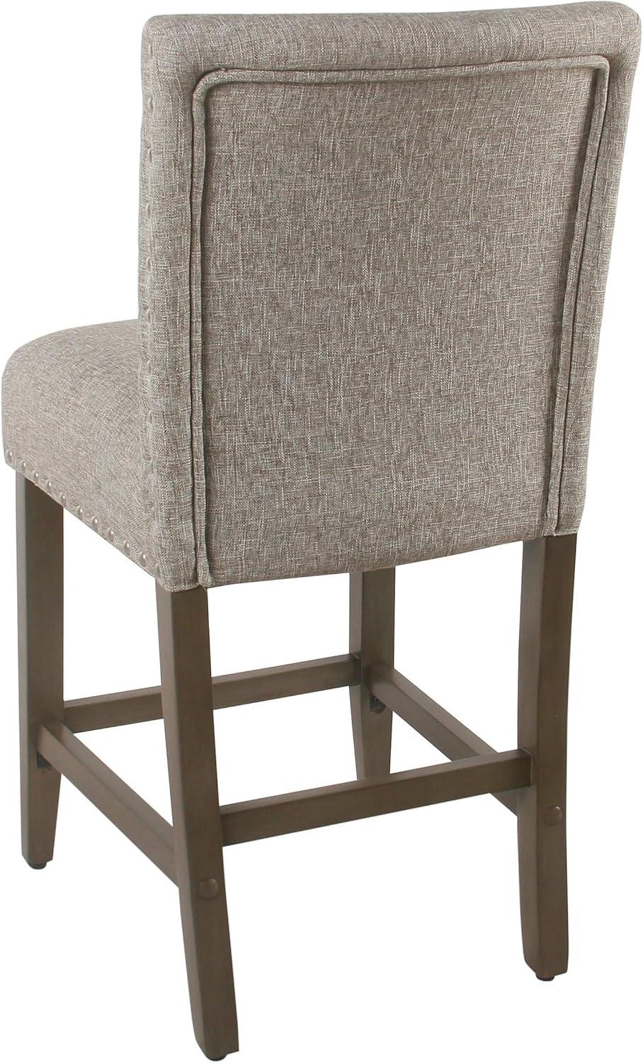 Sterling Gray 24" Upholstered Wood and Acrylic Counter Stool with Nailhead Trim