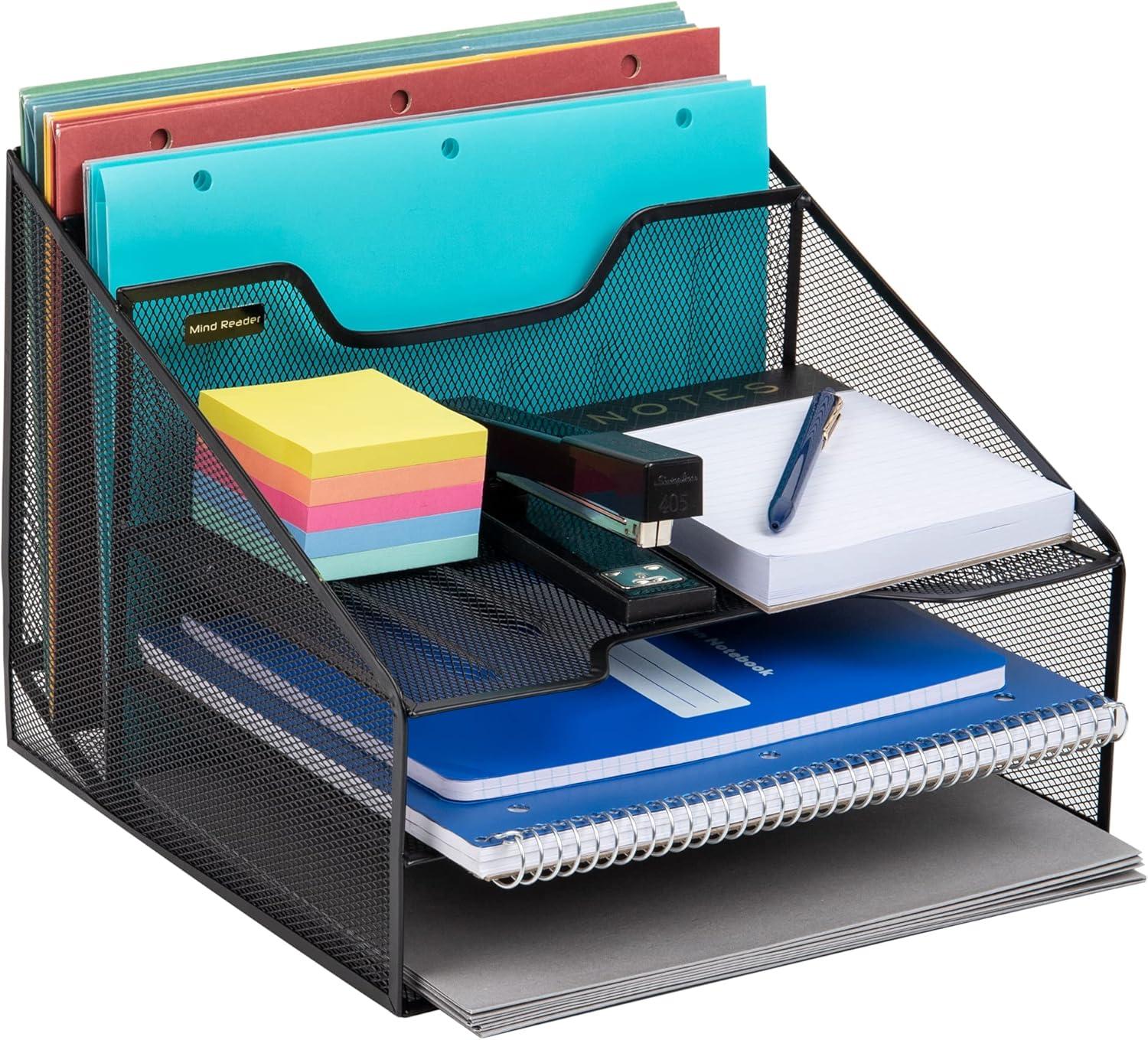 Desktop Organizer, Vertical File Holder, Paper Trays, Office, Metal, 12.5"L x 11.5"W x 9.5"H