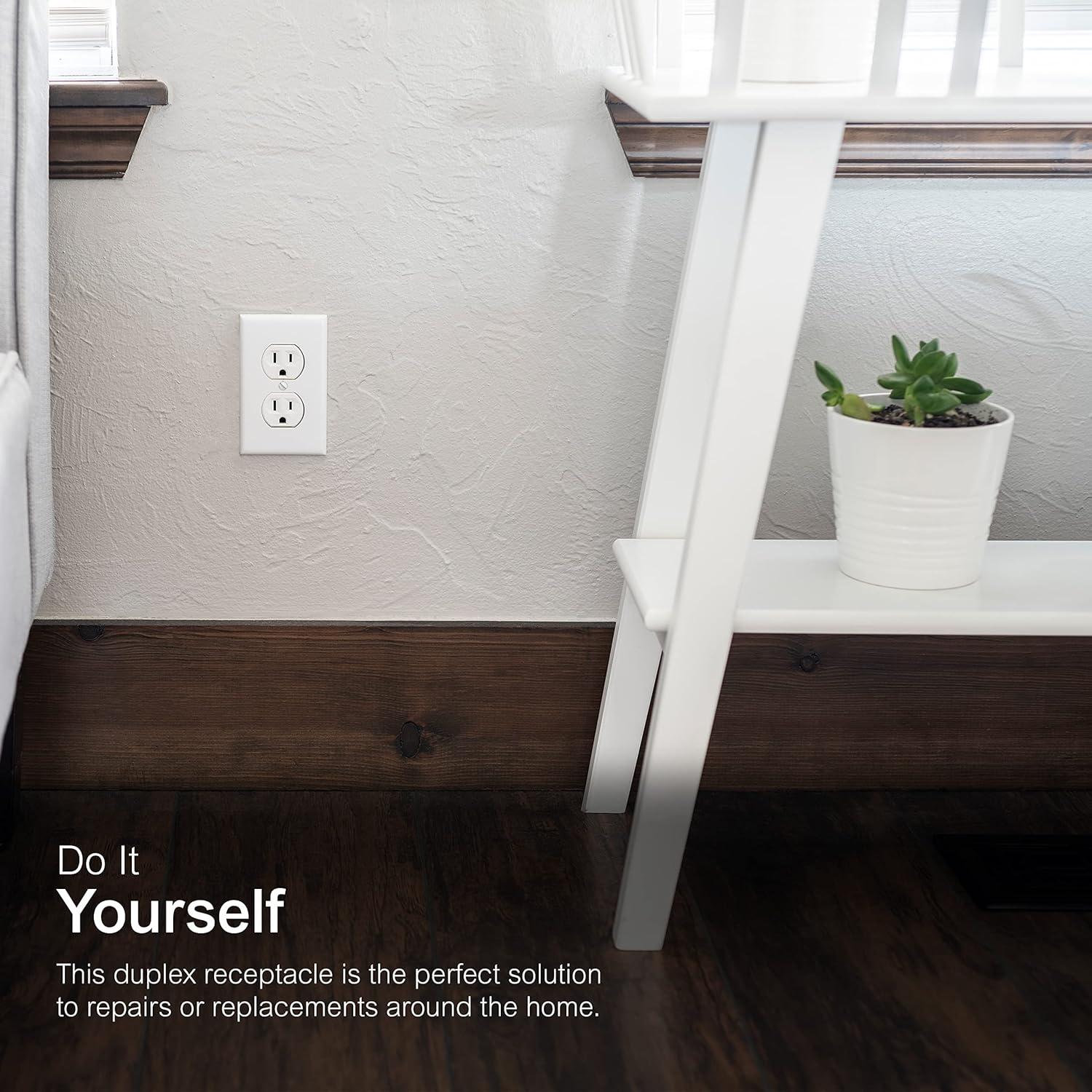 GE Heavy-Duty Grounding Duplex Receptacle Outlet, 15A, 42157