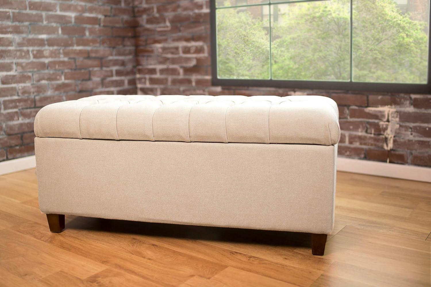Ainsley Button Tufted Storage Bench - Oatmeal - HomePop