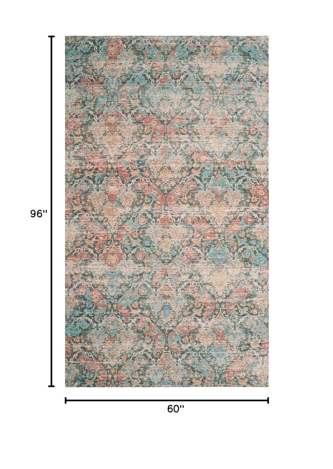 Saffron SFN570 Hand Loomed Area Rug - Coral/Aqua - 5'x8' - Safavieh.