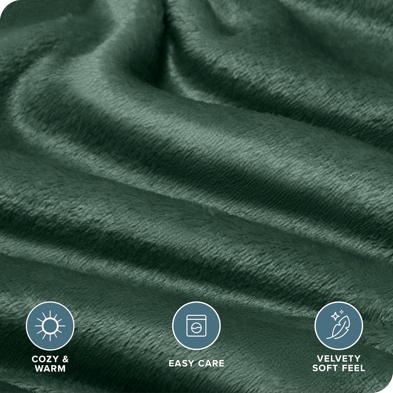 Velvety Soft Microplush Fleece Forest Green Queen Sheet Set by Bare Home