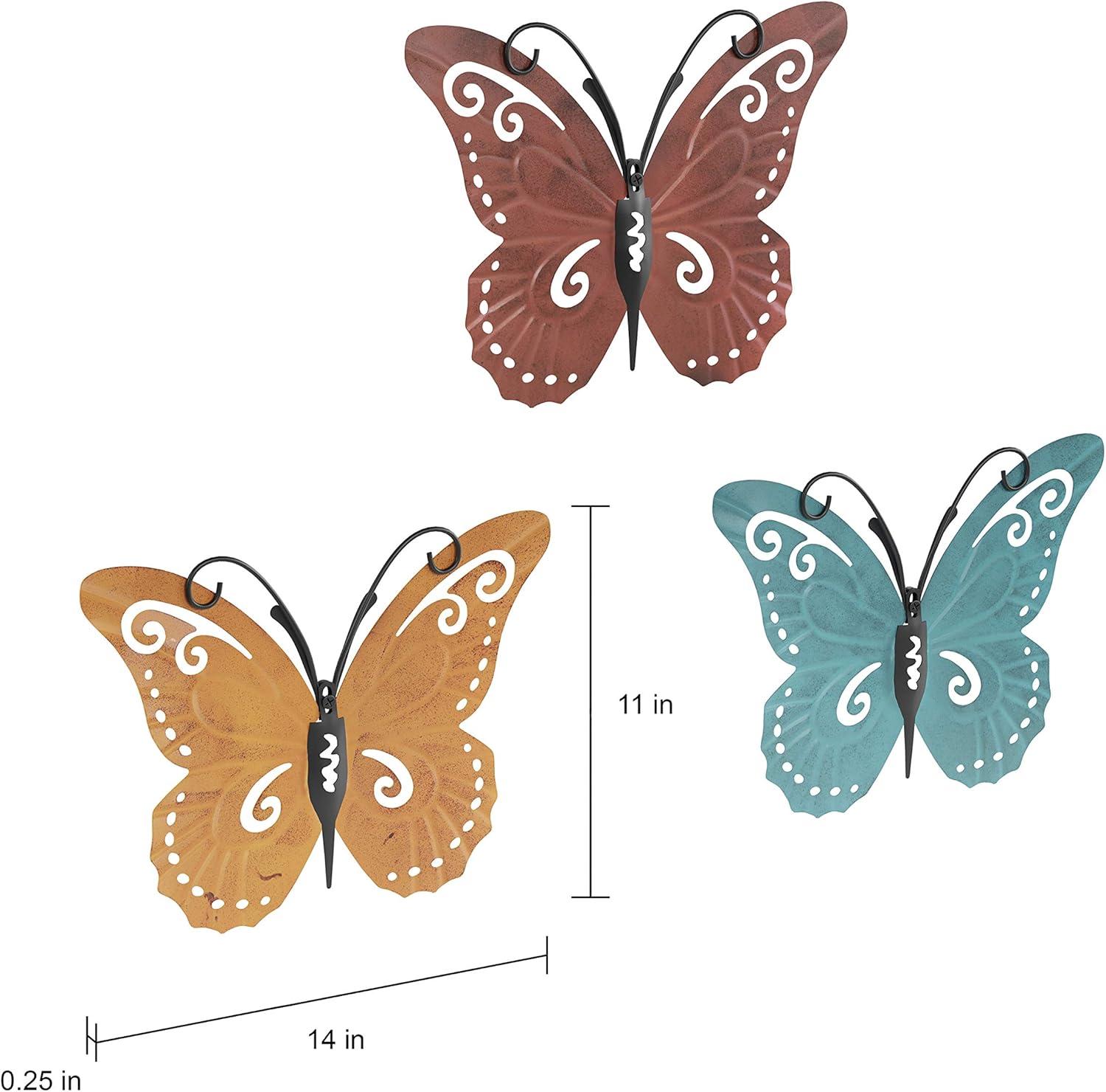 Hastings Home 3-Pc Modern Butterfly Metal Wall Art Set